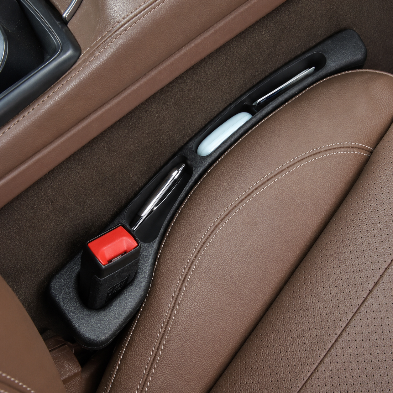 Pack Of 2 Car Seat Gap Filler Storage Boxes With Dual Slot Design