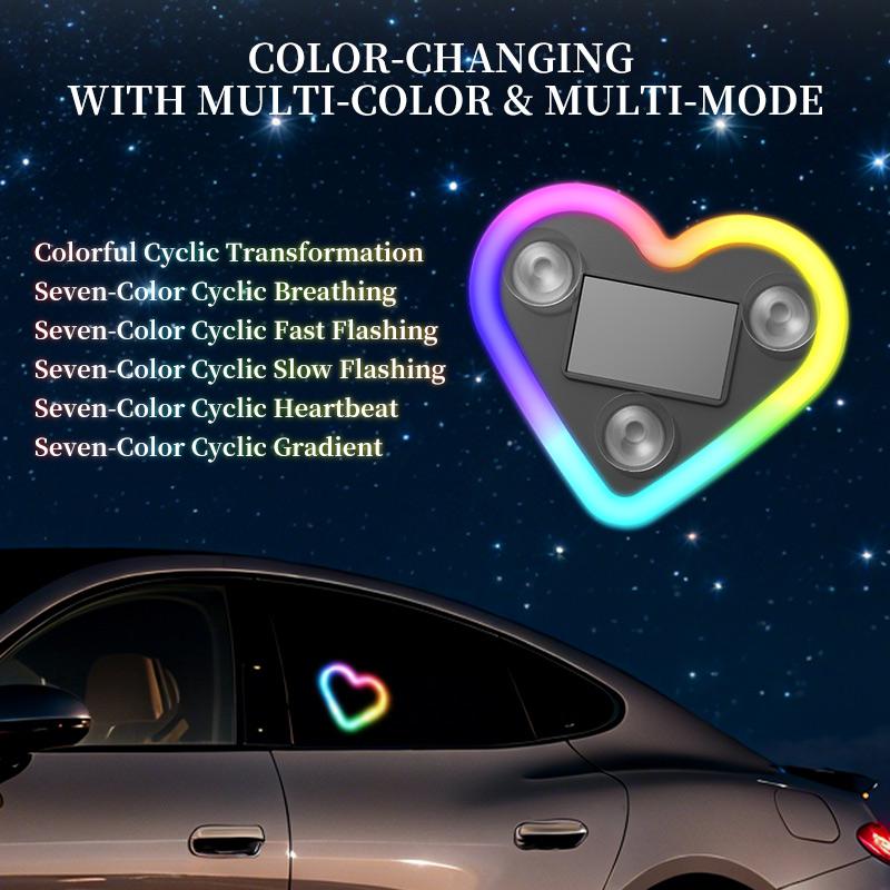 Joytutus Solar Powered LED Heart Shape C-Pillar Neon Light Eco-Friendly Wireless Car Interior Decor 9.57mm x 8.42mm x 15.36mm Modern Stylish Design