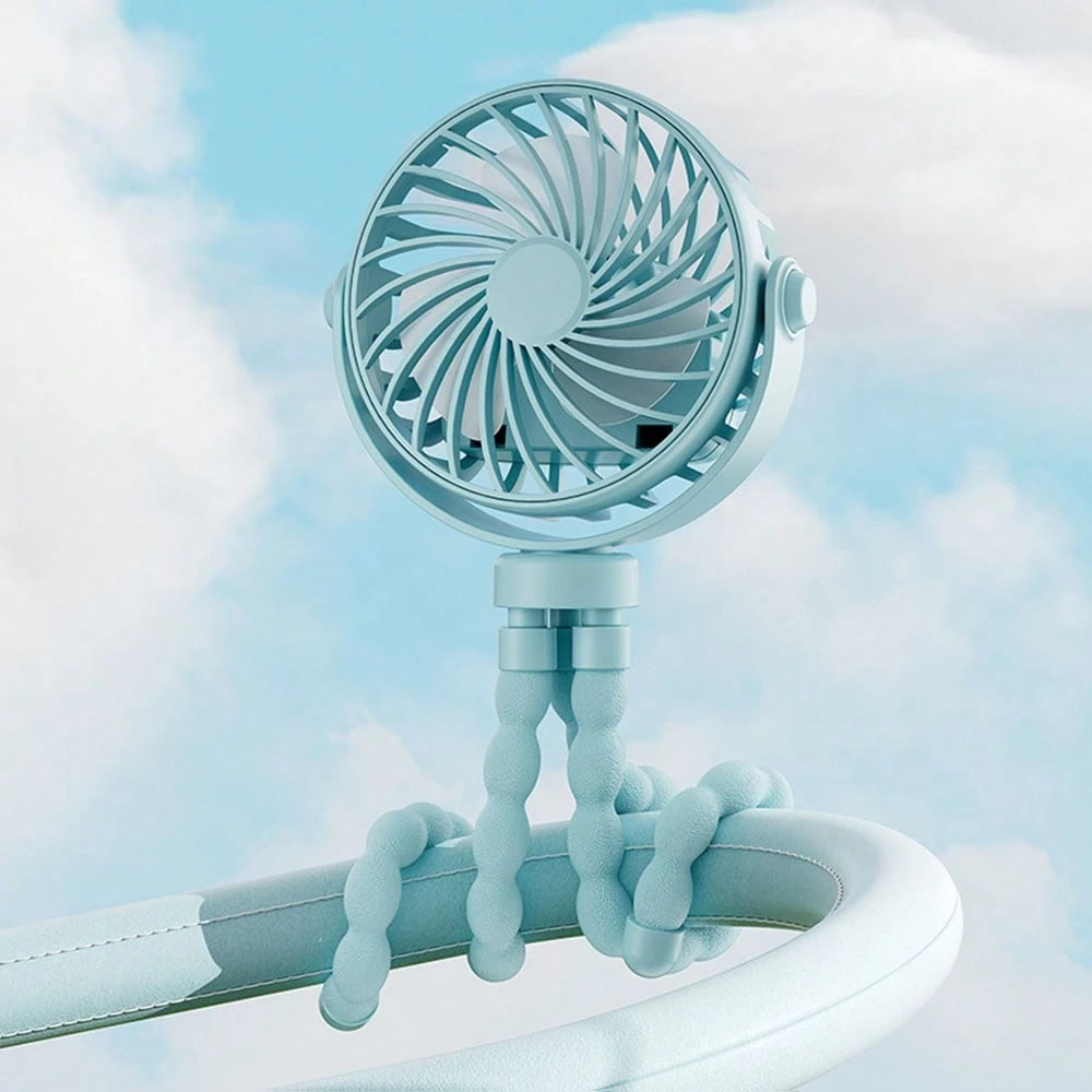 Octopus Shaped Portable Foldable Clip Fan With LED Night Light And 3 Adjustable Speed