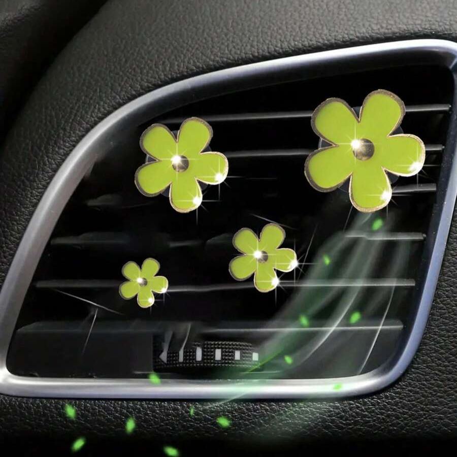 Pack Of 4 Flower Car Air Vent Aromatherapy Clips No Scent Included
