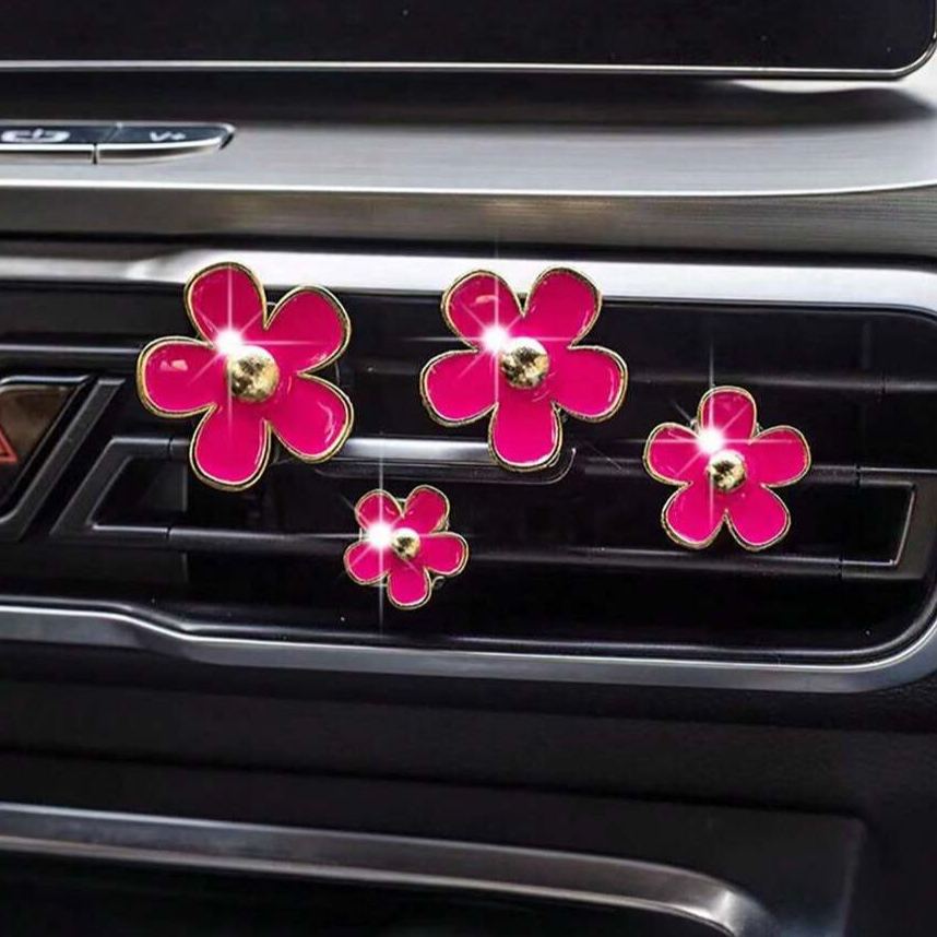 Pack Of 4 Flower Car Air Vent Aromatherapy Clips No Scent Included