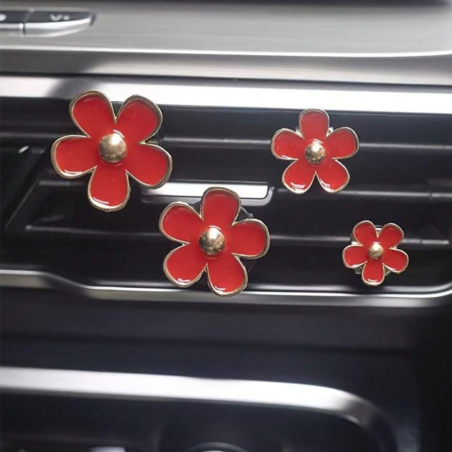 Pack Of 4 Flower Car Air Vent Aromatherapy Clips No Scent Included