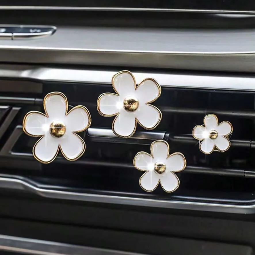 Pack Of 4 Flower Car Air Vent Aromatherapy Clips No Scent Included