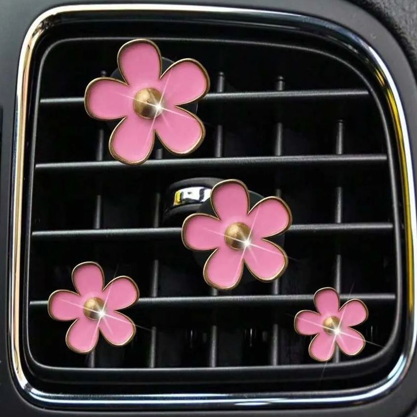 Pack Of 4 Flower Car Air Vent Aromatherapy Clips No Scent Included