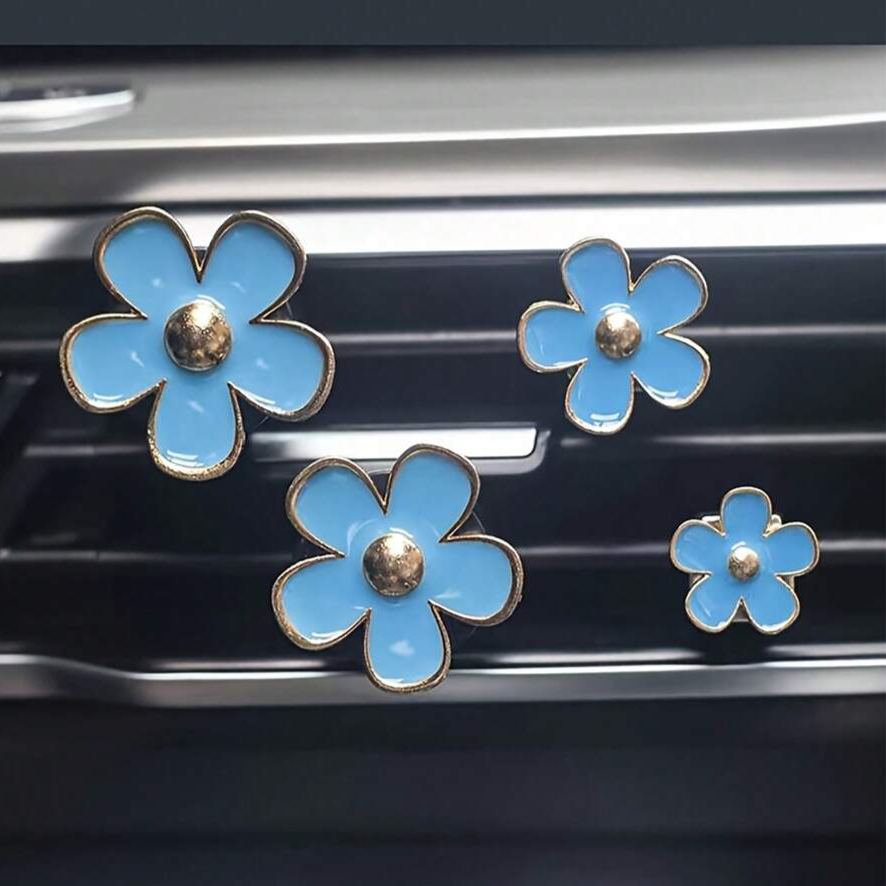 Pack Of 4 Flower Car Air Vent Aromatherapy Clips No Scent Included