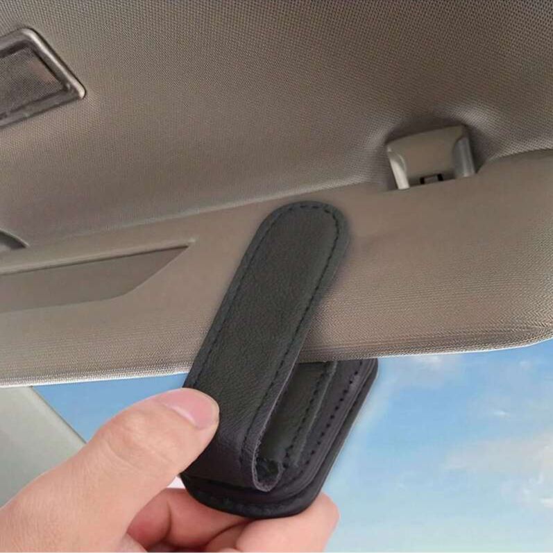 Magnetic Leather Eyeglasses Clip For Car Sun Visor Interior Accessory
