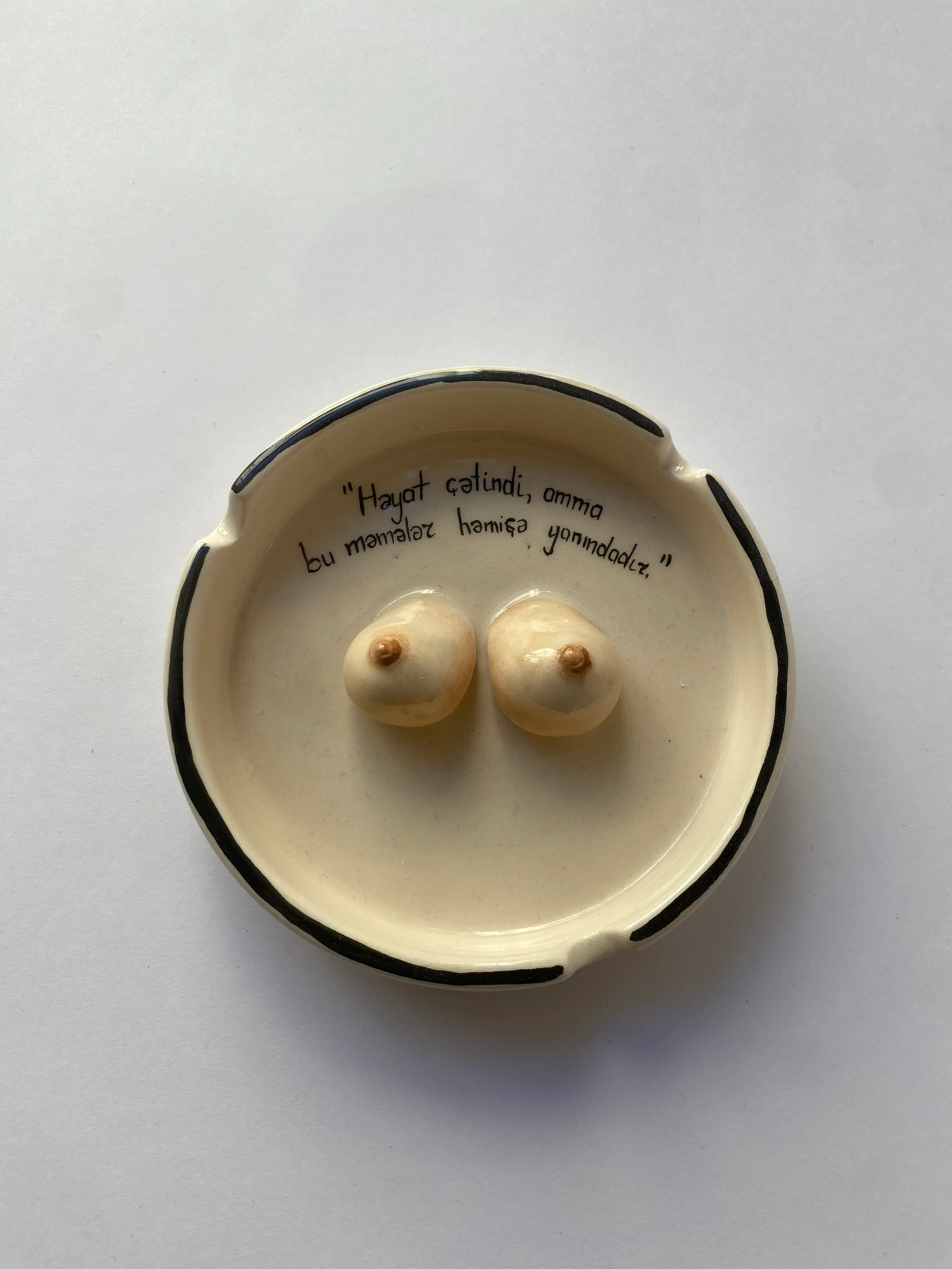 Handmade Natural Ceramic Ashtray With Glossy Glaze Finish