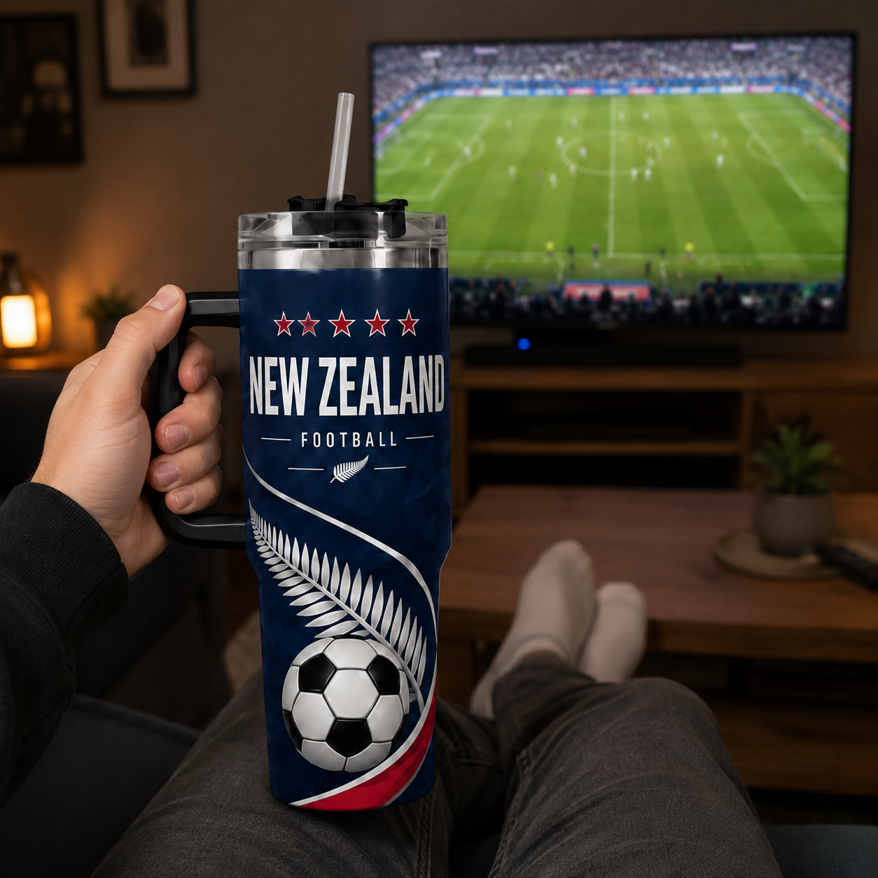 FIFA 2026 New Zealand Football Sports All Over Printed 40oz Tumbler With Straw And Lid