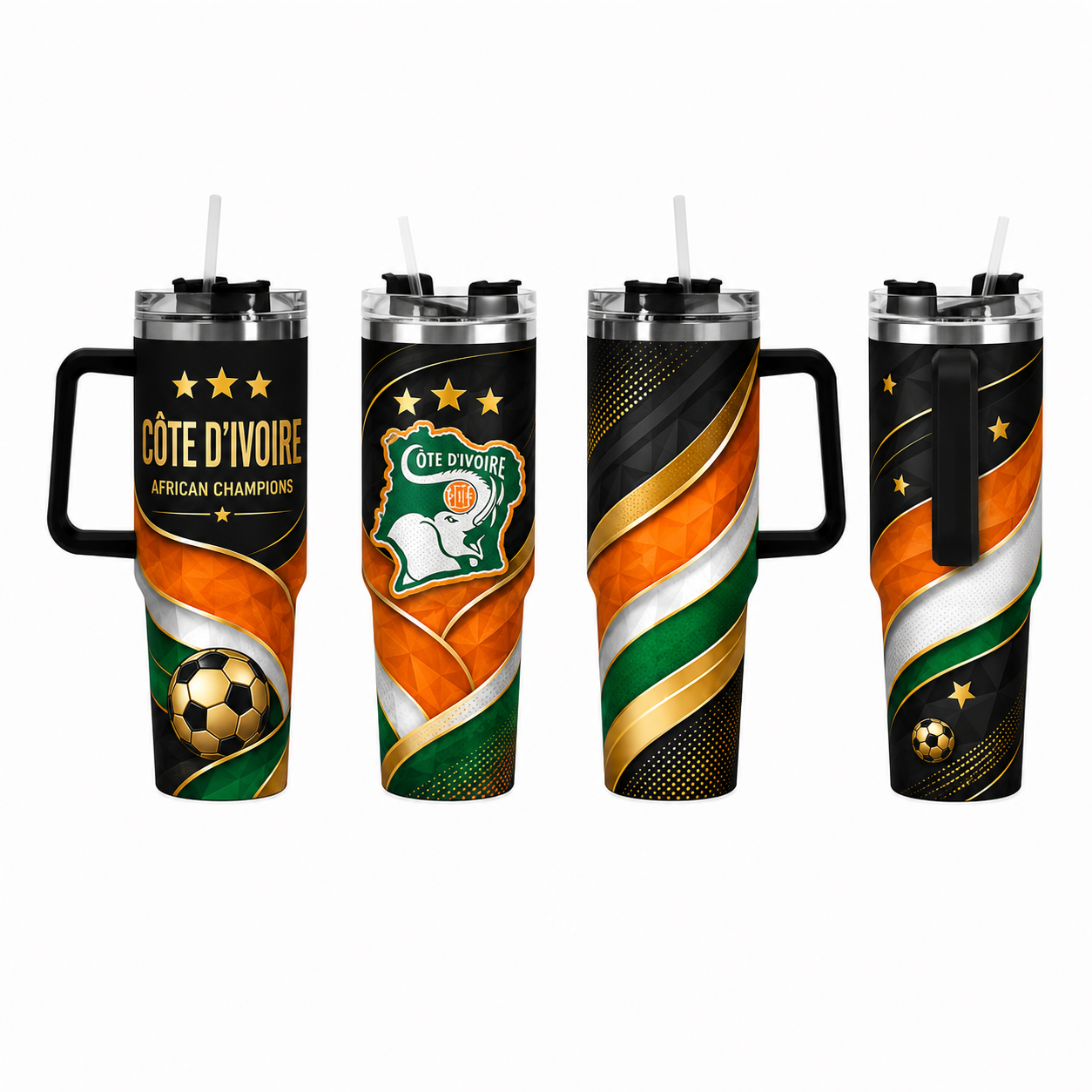 FIFA 2026 Côte d'Ivoire Football Sports All Over Printed 40oz Tumbler With Straw And Lid