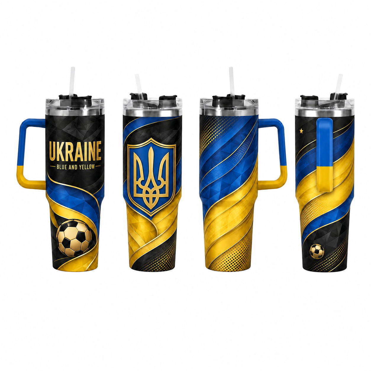 FIFA 2026 Ukraine Football Sports All Over Printed 40oz Tumbler With Straw And Lid
