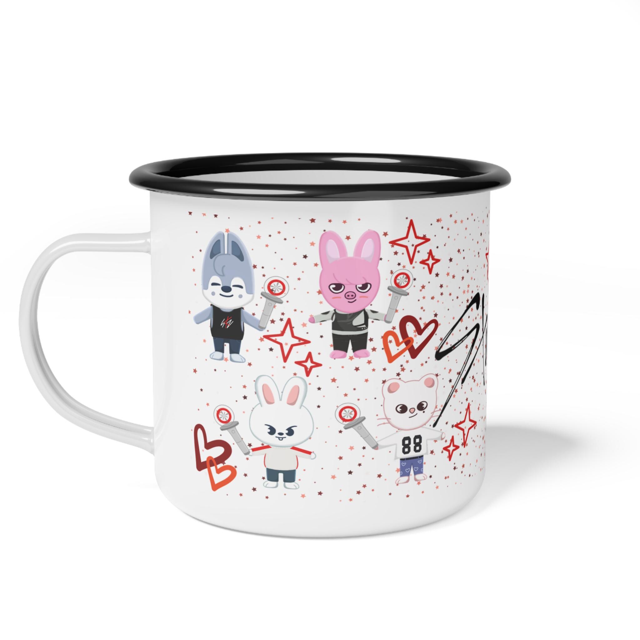 Durable Cold Rolled Steel Camp Cup Featuring Skzoo Animinated Characters and Lightsticks