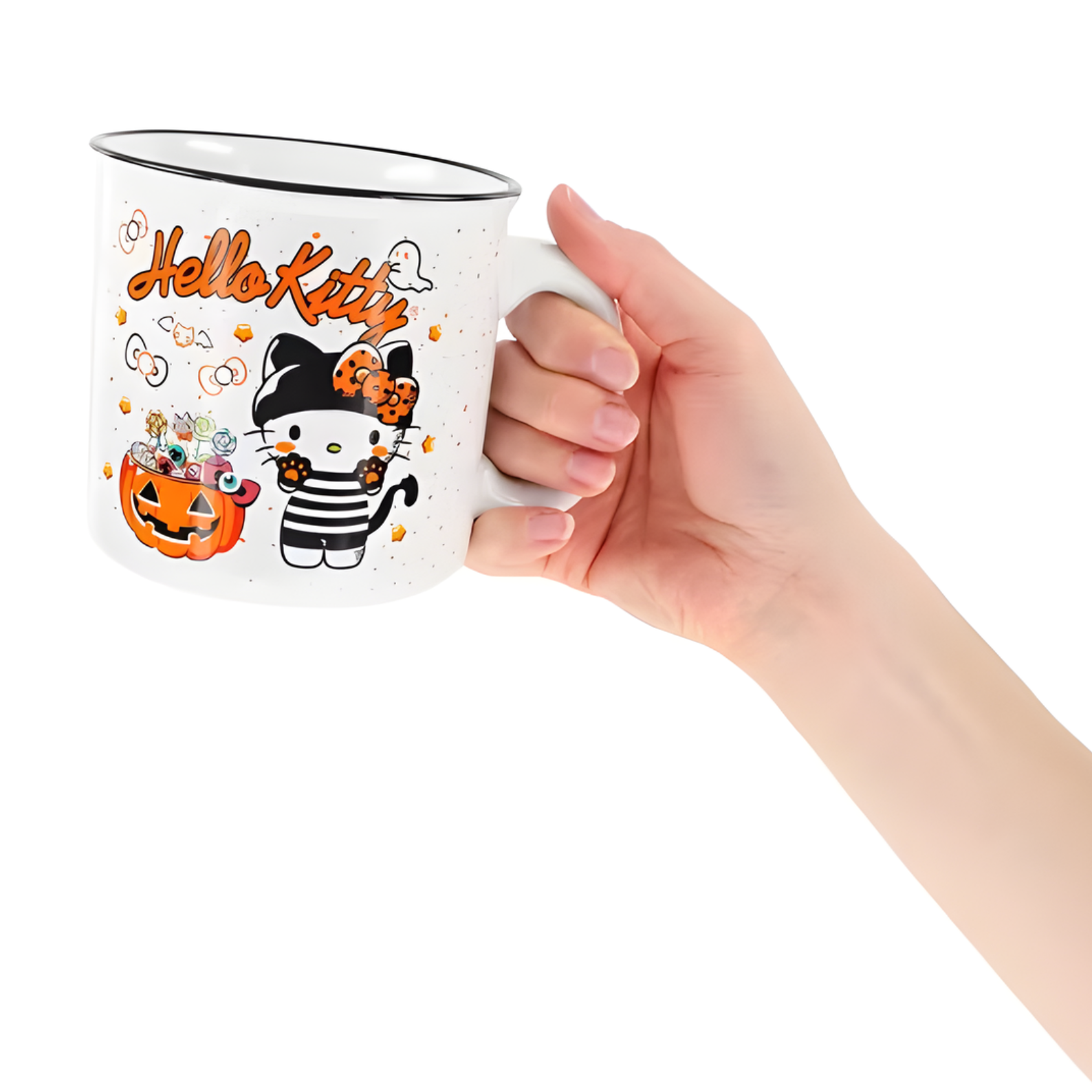 Silver Buffalo Sanrio Hello Kitty Halloween Trick-Or-Treat Ceramic Camper Mug 
