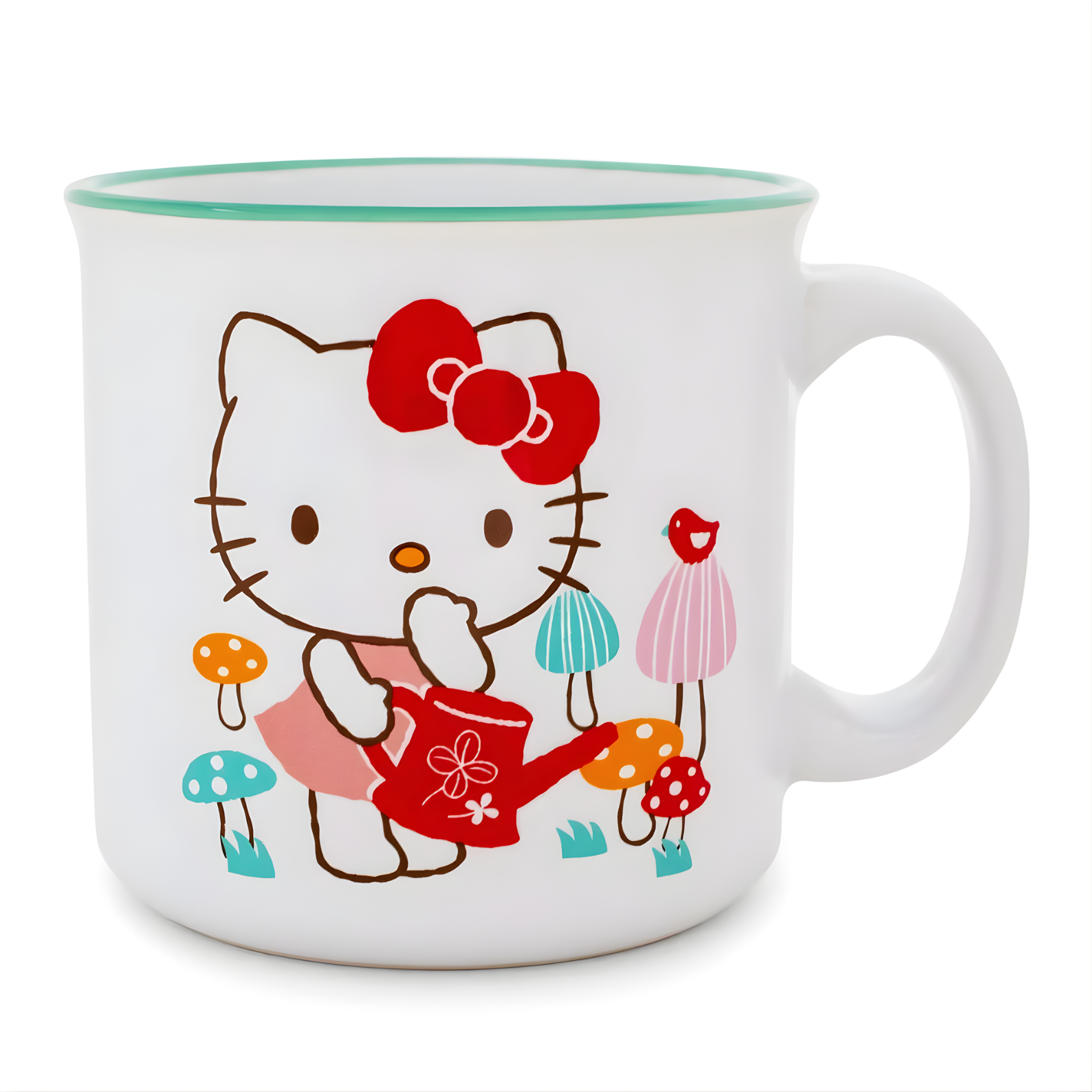 Silver Buffalo Sanrio Hello Kitty Watering Mushrooms Ceramic Camper Mug