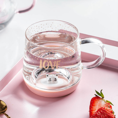 Crystal Ball Cat Mug Whimsical Glass Cat Coffee Mug with Spoon - Inspire Cups