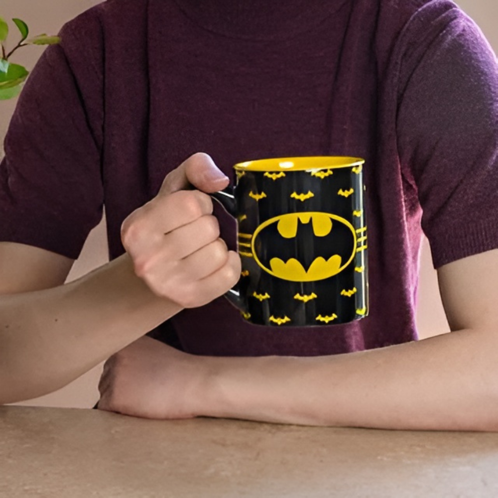 Batman Logo Mug With Repeating Bat Pattern