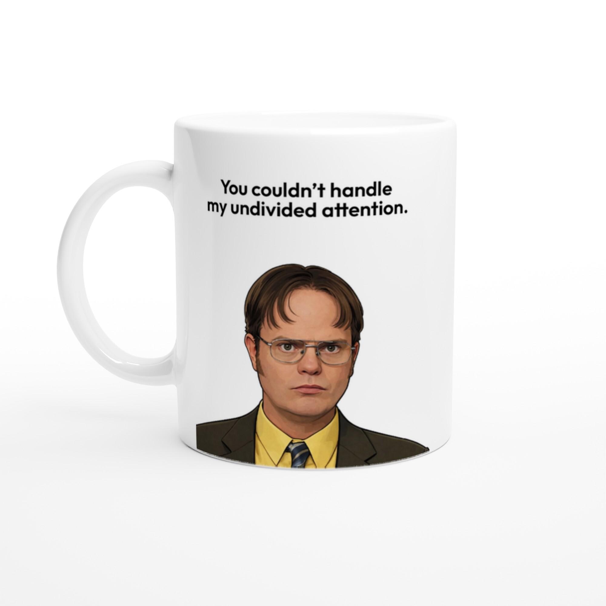 Side Profile Of White Dwight Schrute Ceramic Coffee Mug