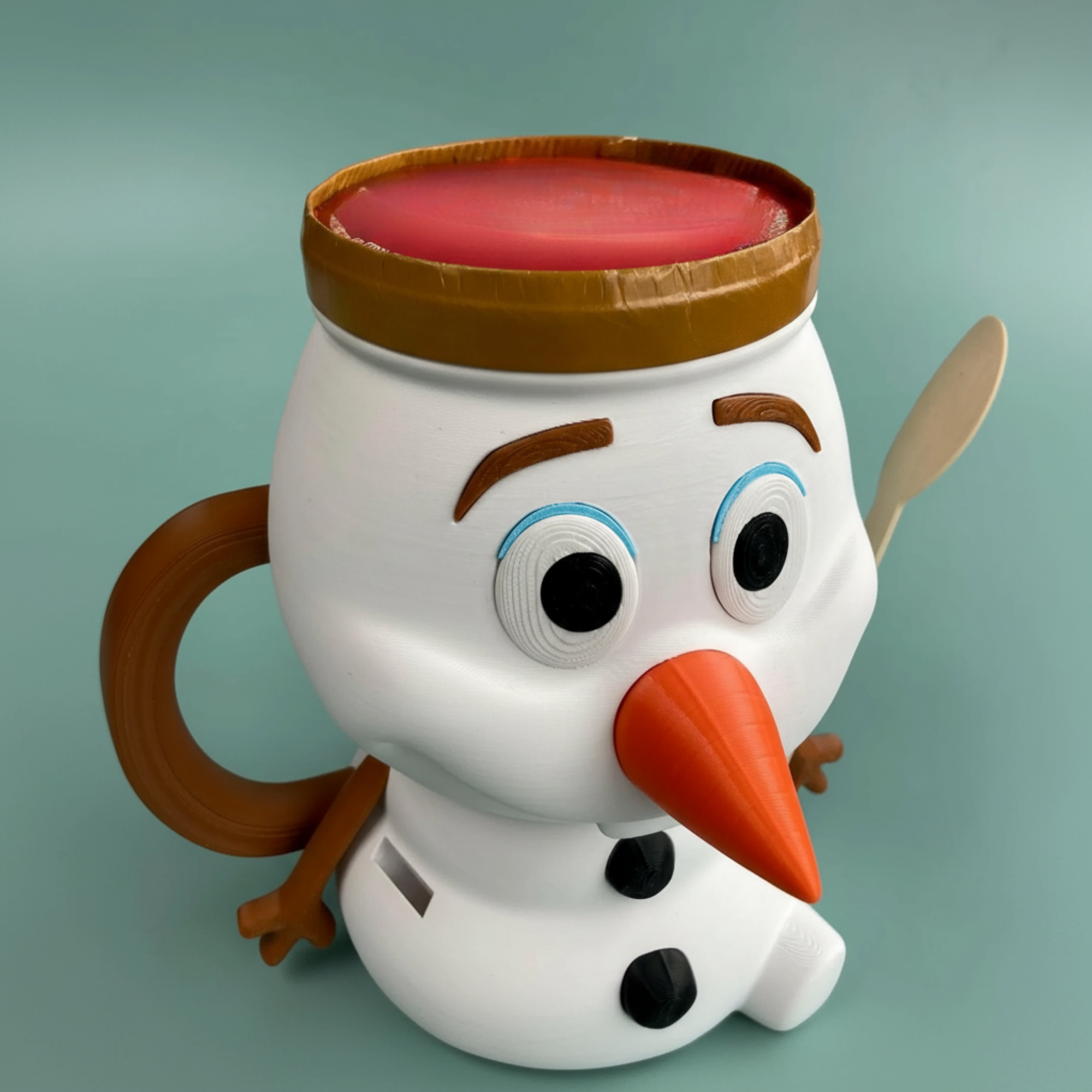 Olaf Character Themed PLA Ice Cream Holder 3D Mug With Spoon