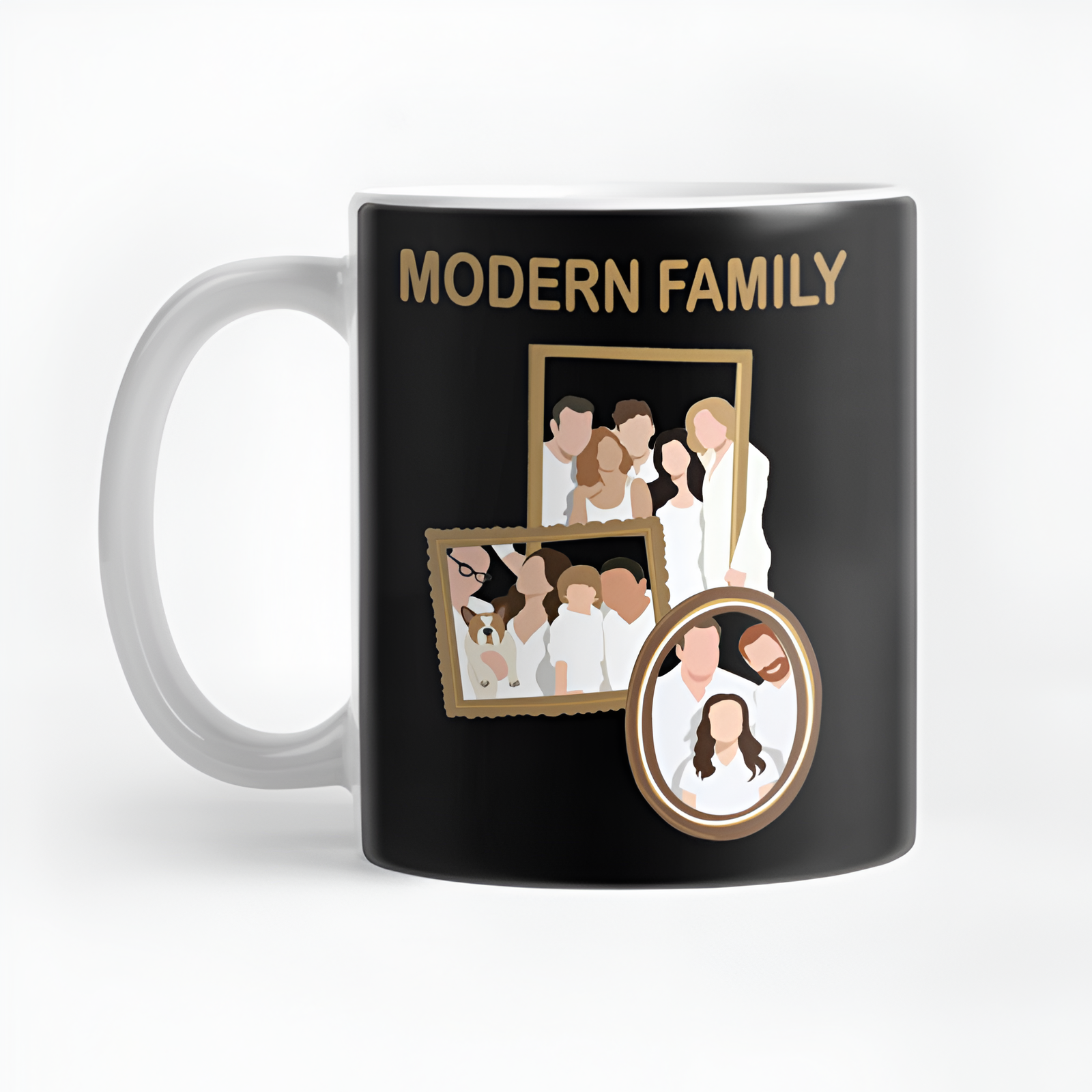 Modern Family Framed Portrait Ceramic Mug Eleven Ounces