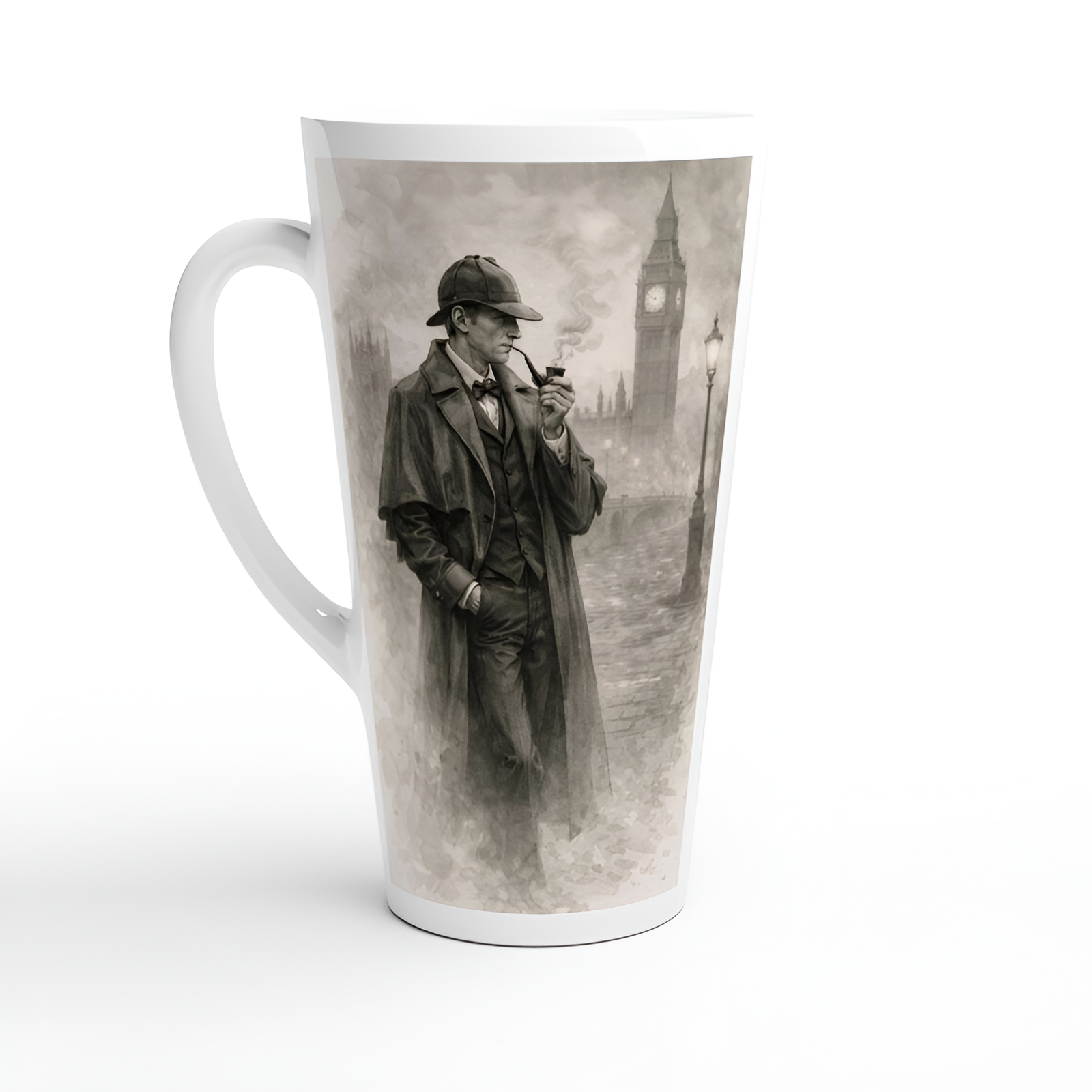 Sherlock Holmes Sepia Sketch Ceramic Latte Mug