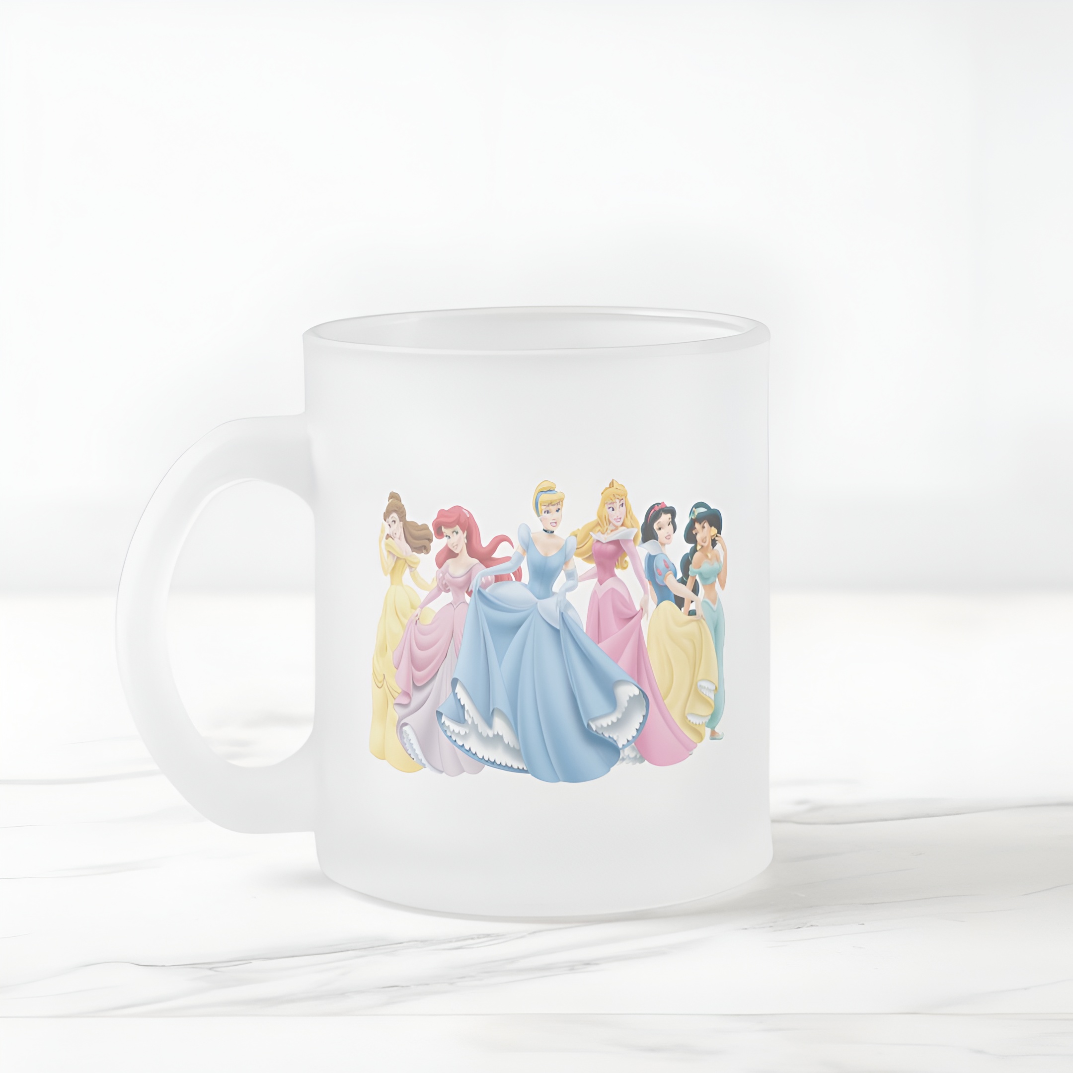 Princess Holding Dresses Out Frosted Glass Mug Cute Coffee Cup