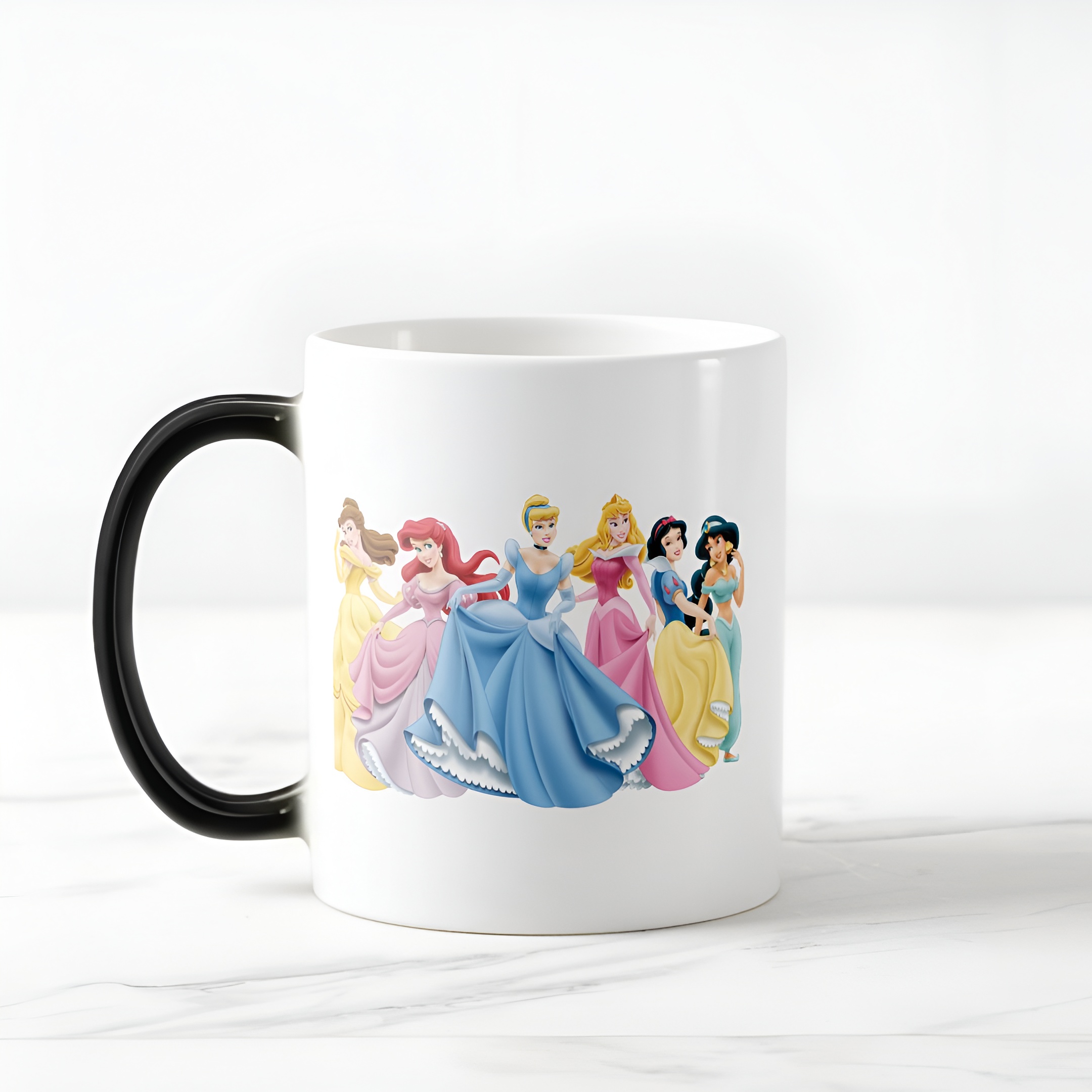 Disney Princess Color Morphing Mug Holding Dresses Out Heat Changing Coffee Cup