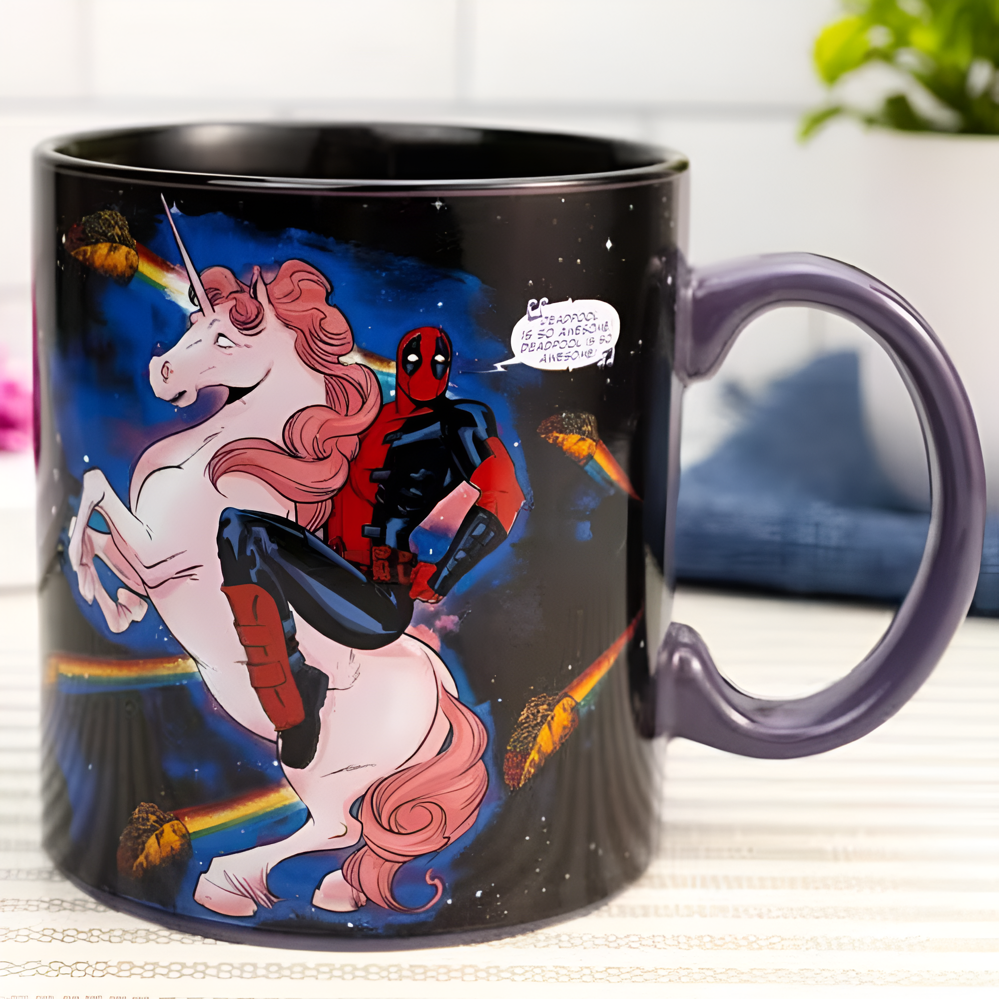 Marvel Deadpool Mug 20oz Unicorn in Space Ceramic Coffee Cup