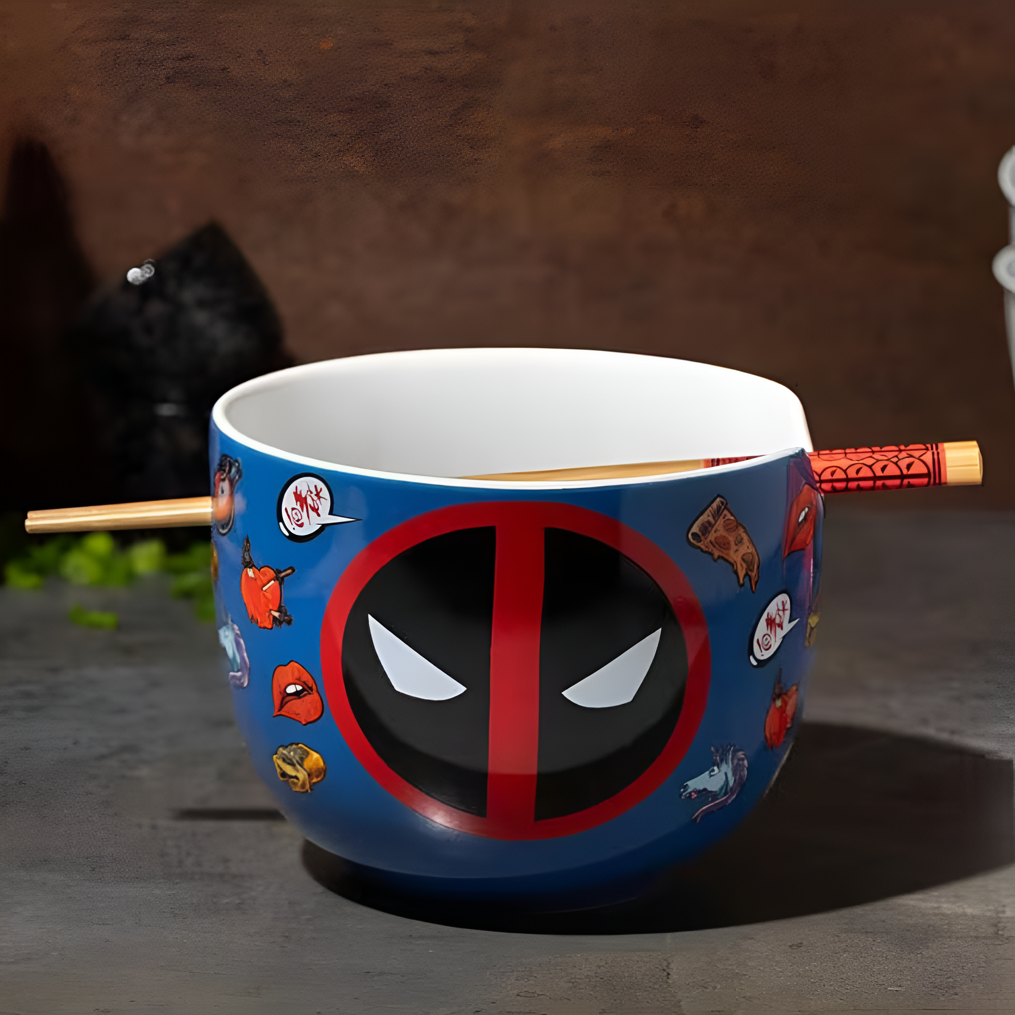 Deadpool Ramen Bowl Set 20oz Ceramic Bowl with Chopsticks