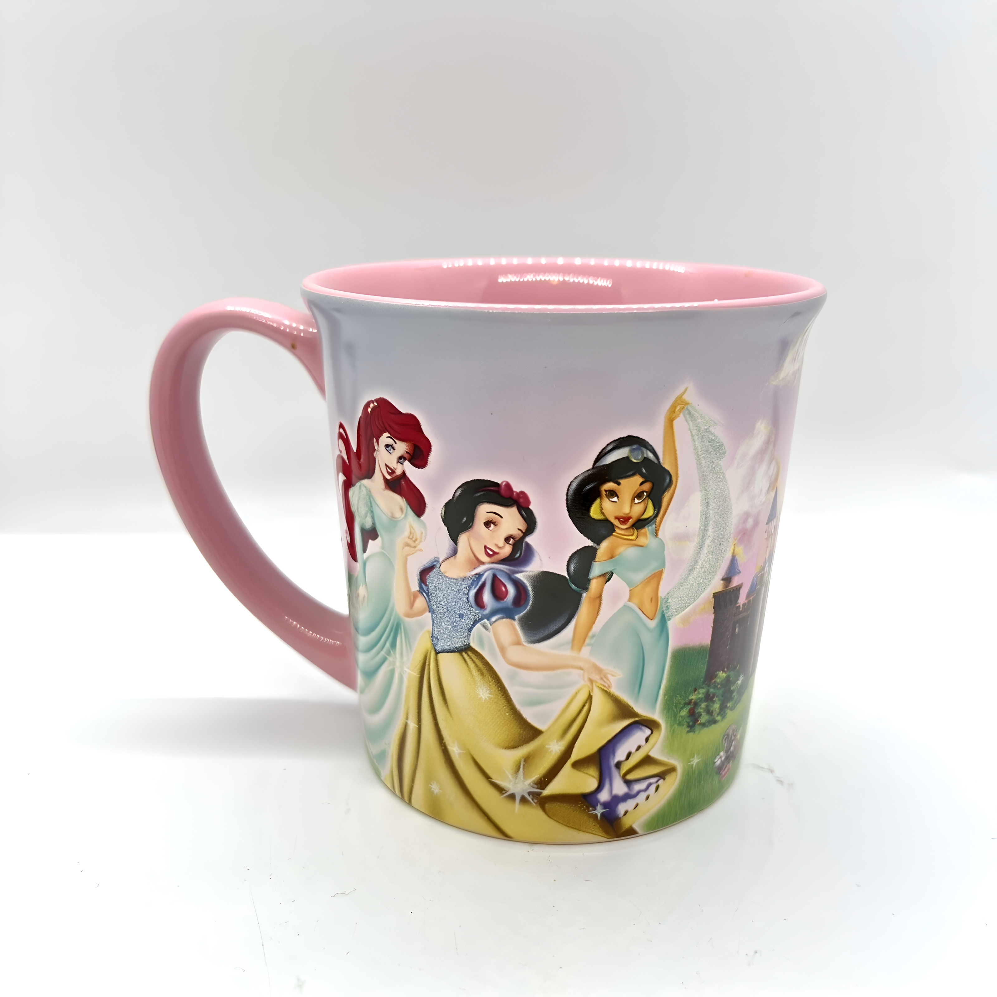 Cinderella Ariel Belle Disney Mug Glitter Pink Ceramic Coffee & Tea Cup
