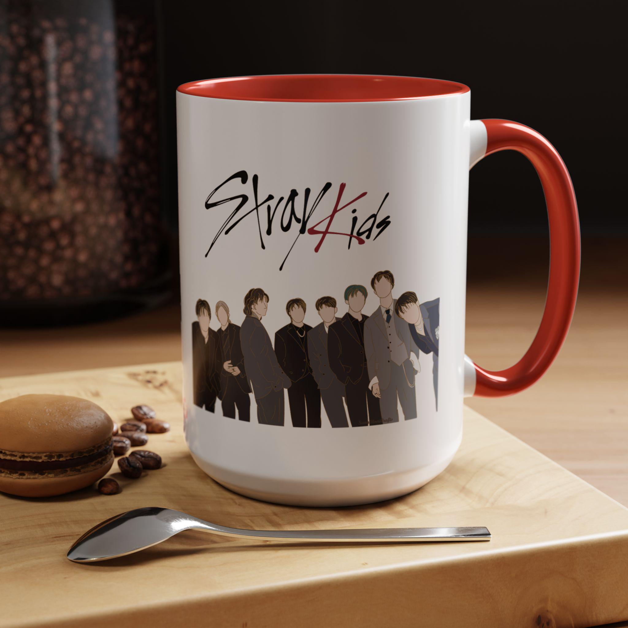 K Pop Coffee Mug With Stray Kids Artwork And Two Tone Style