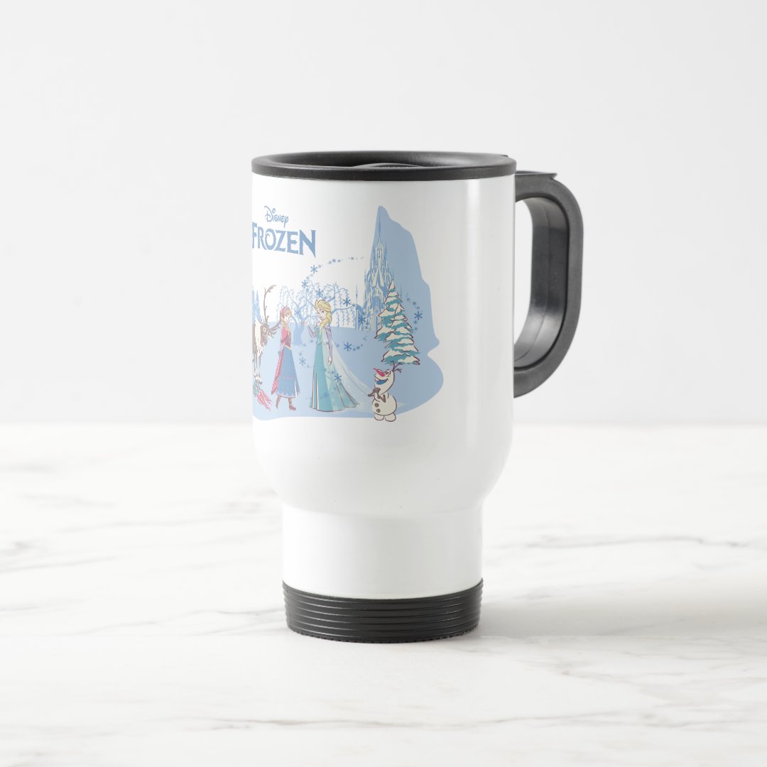 Frozen Blue Pastel Travel Mug Sven Anna Elsa Olaf Coffee Cup