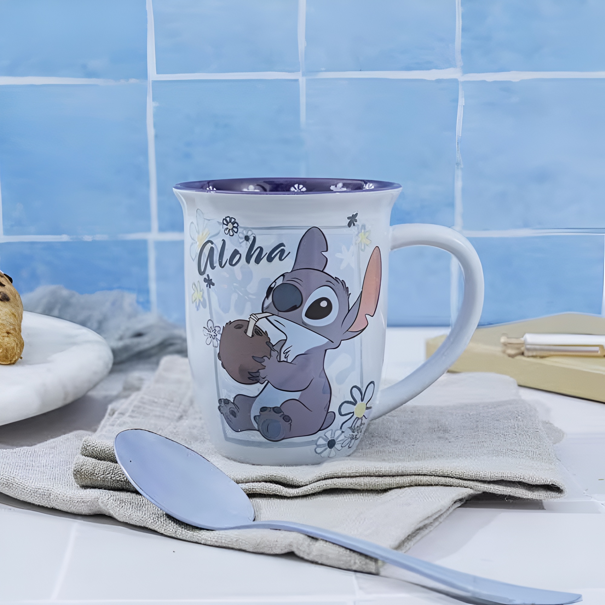 Aloha Stitch Cartoon Print 16oz Wide Rim Ceramic Coffee Mug