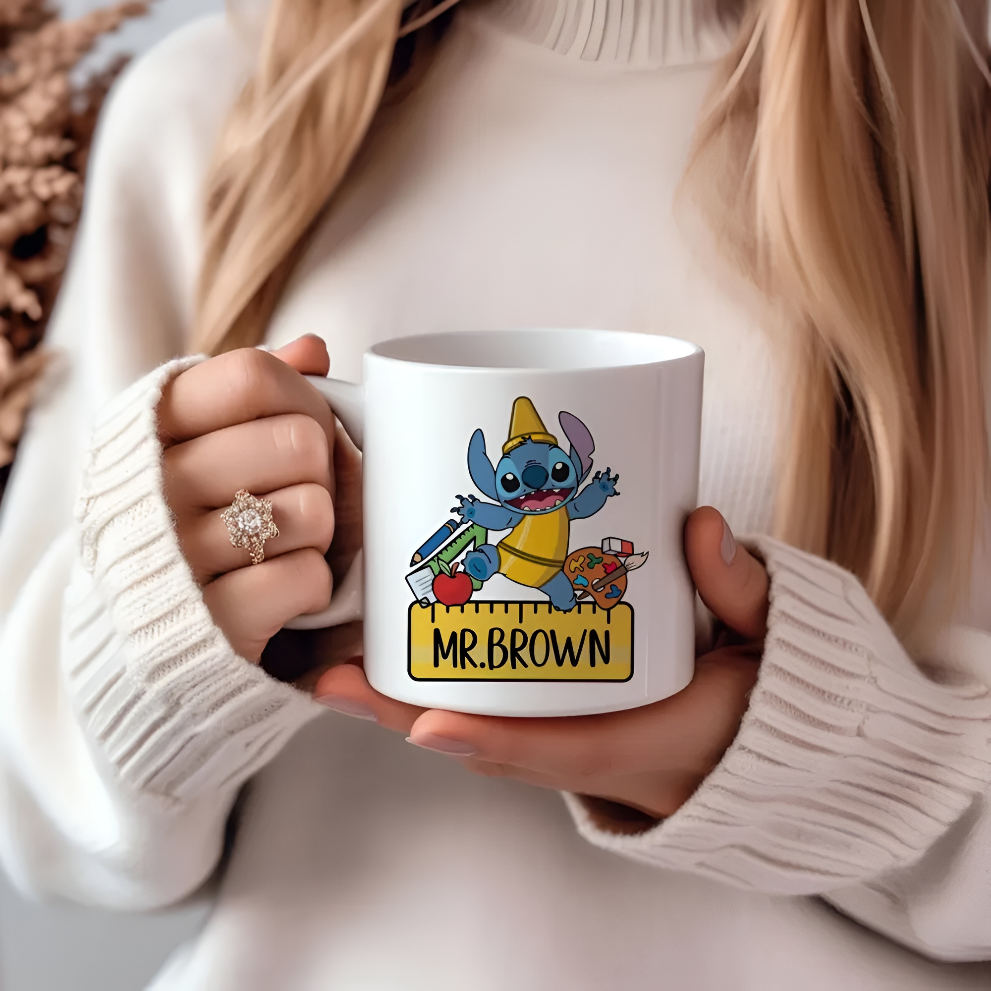 Personalized Coffee Mug With Stitch Cartoon Design