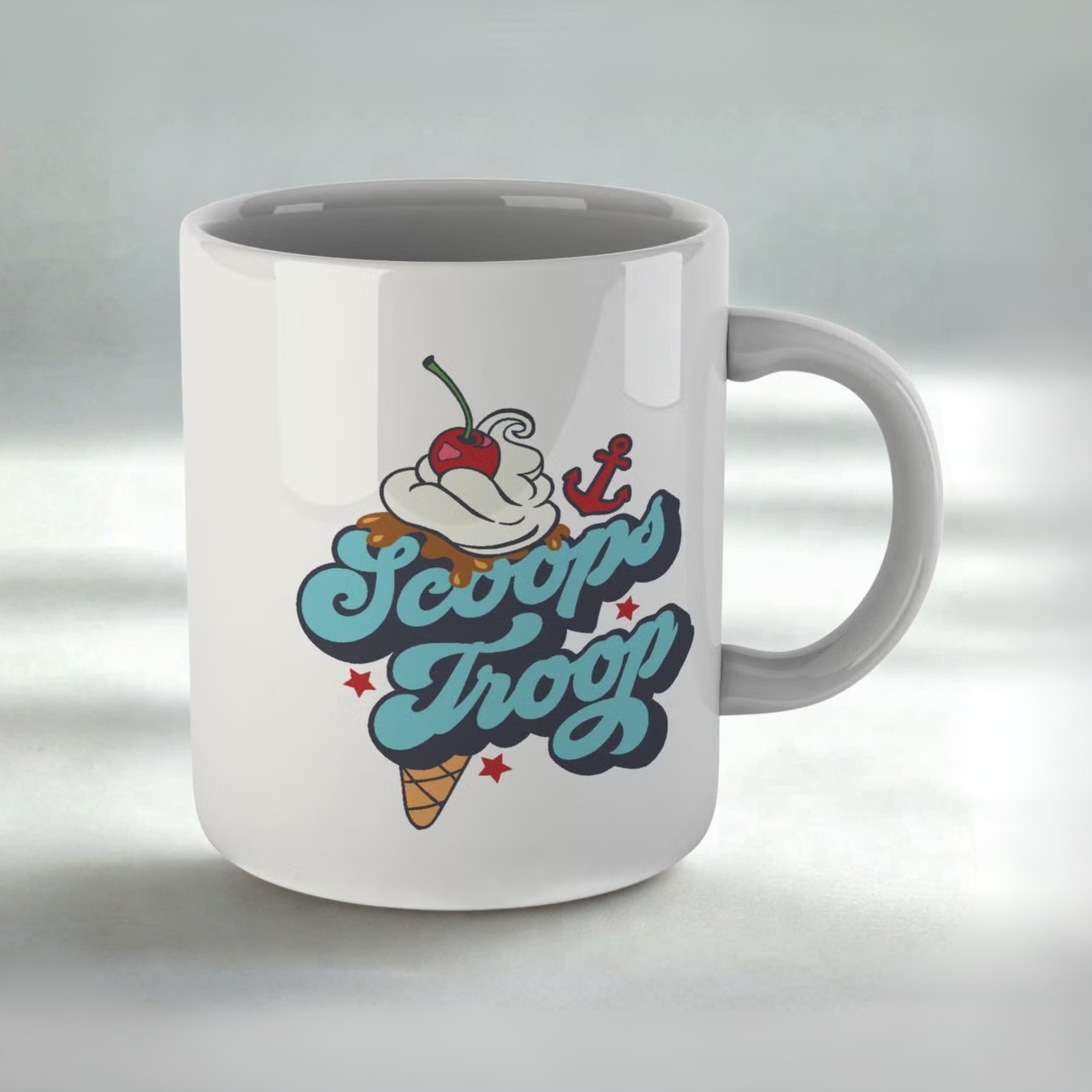 Stranger Things Scoops Troop Ceramic Mug With Ice Cream Graphic