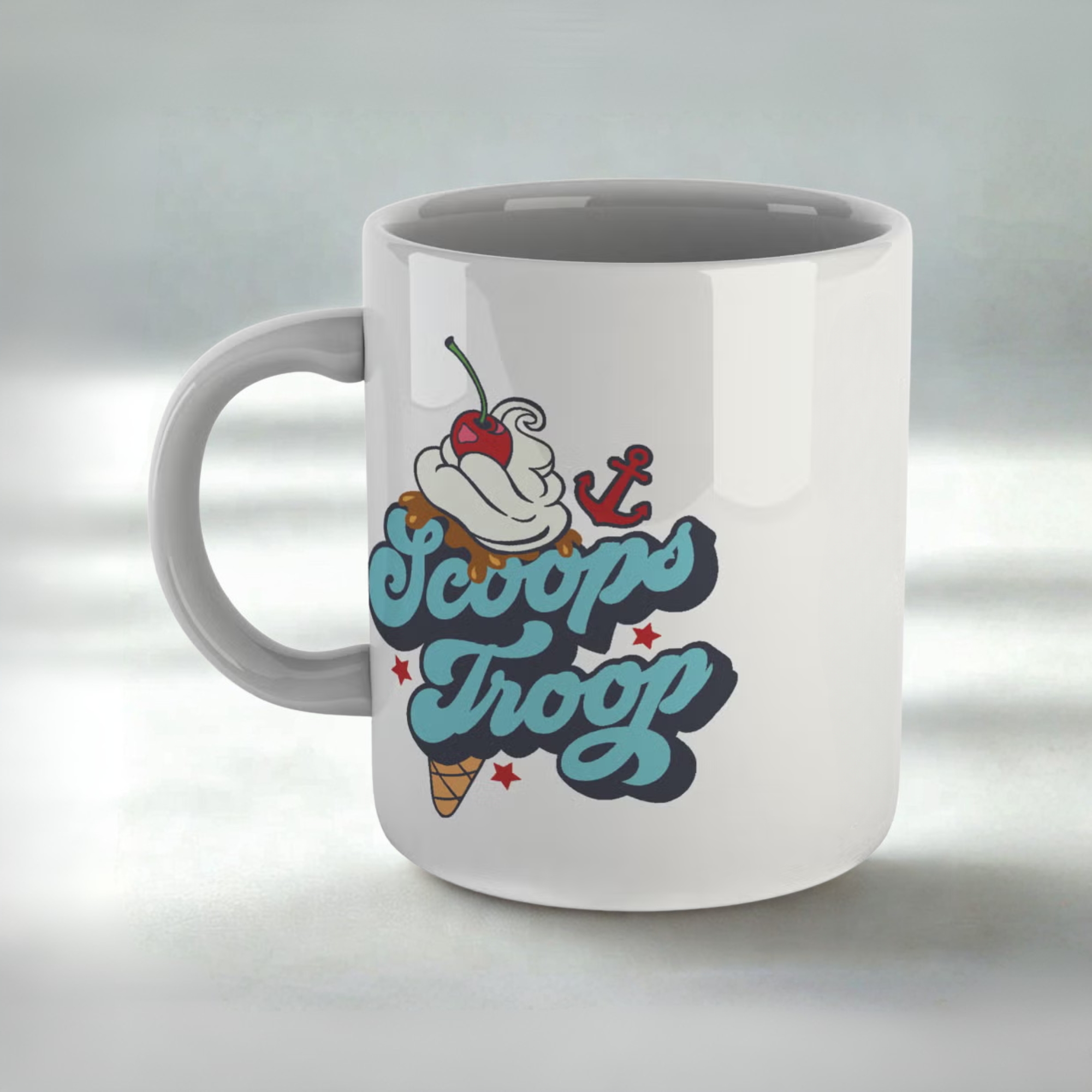Stranger Things Scoops Troop Ceramic Mug With Ice Cream Graphic