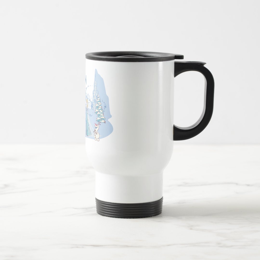 Frozen Blue Pastel Travel Mug Sven Anna Elsa Olaf Coffee Cup