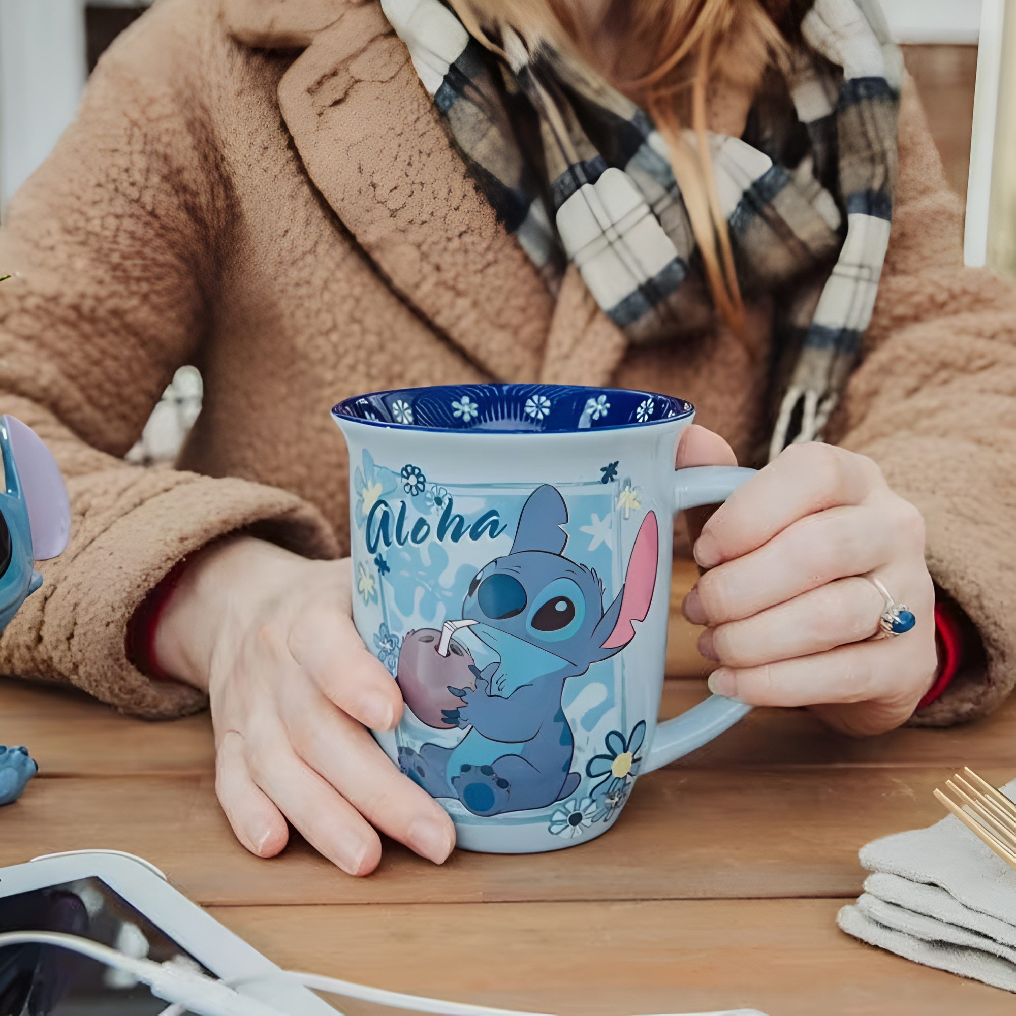 Aloha Stitch Cartoon Print 16oz Wide Rim Ceramic Coffee Mug