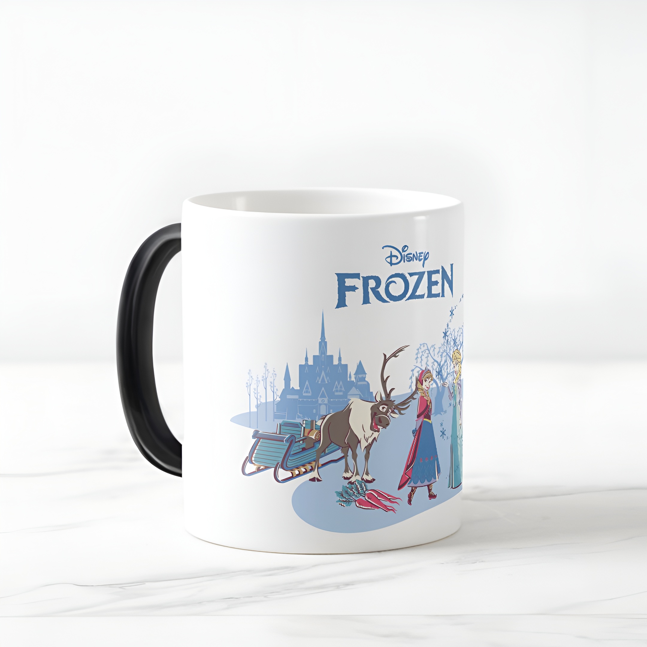 Frozen Blue Pastel Color Changing Mug Sven Anna Elsa Olaf Coffee Cup