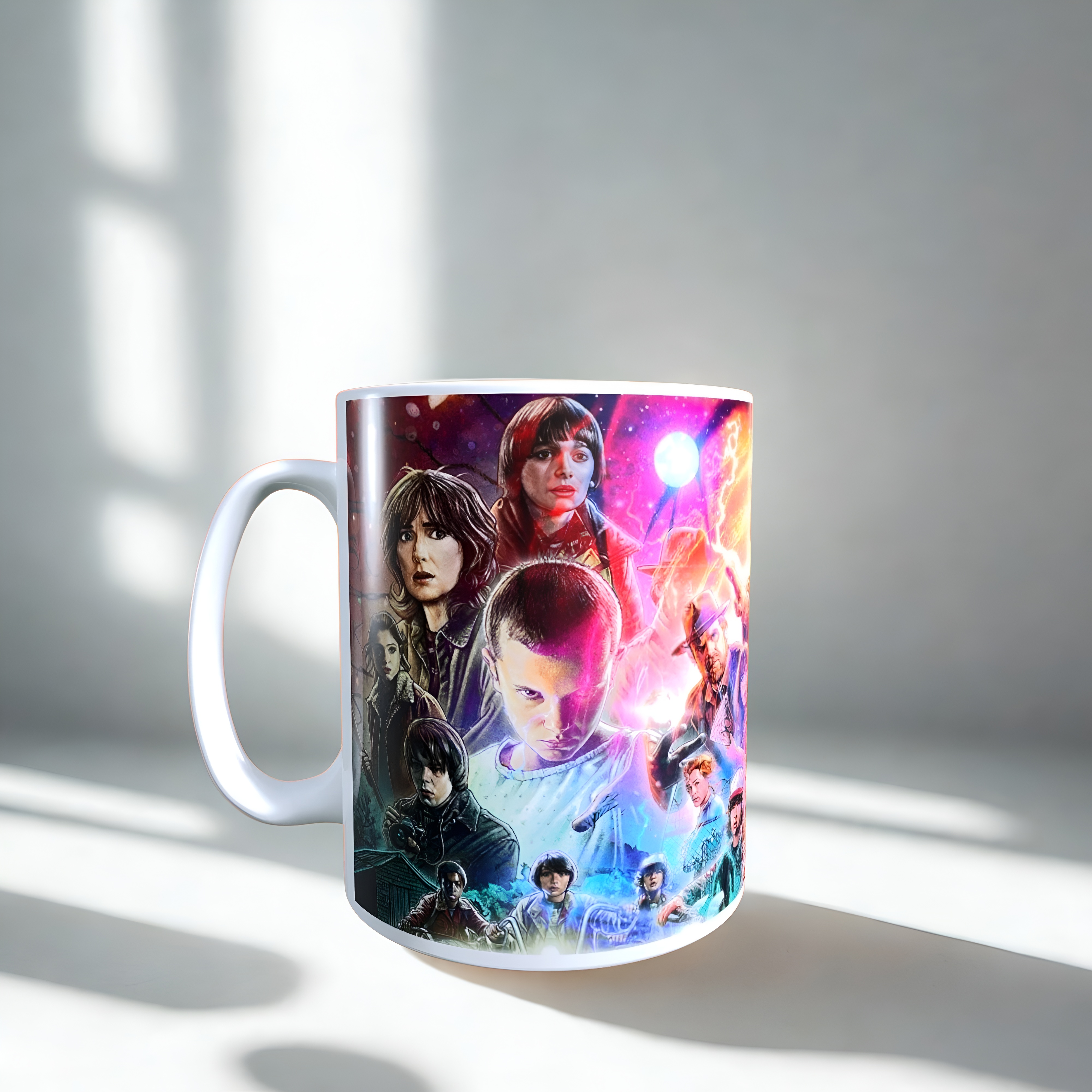 Stranger Things 11 Oz Coffee Mug With Character Poster Print