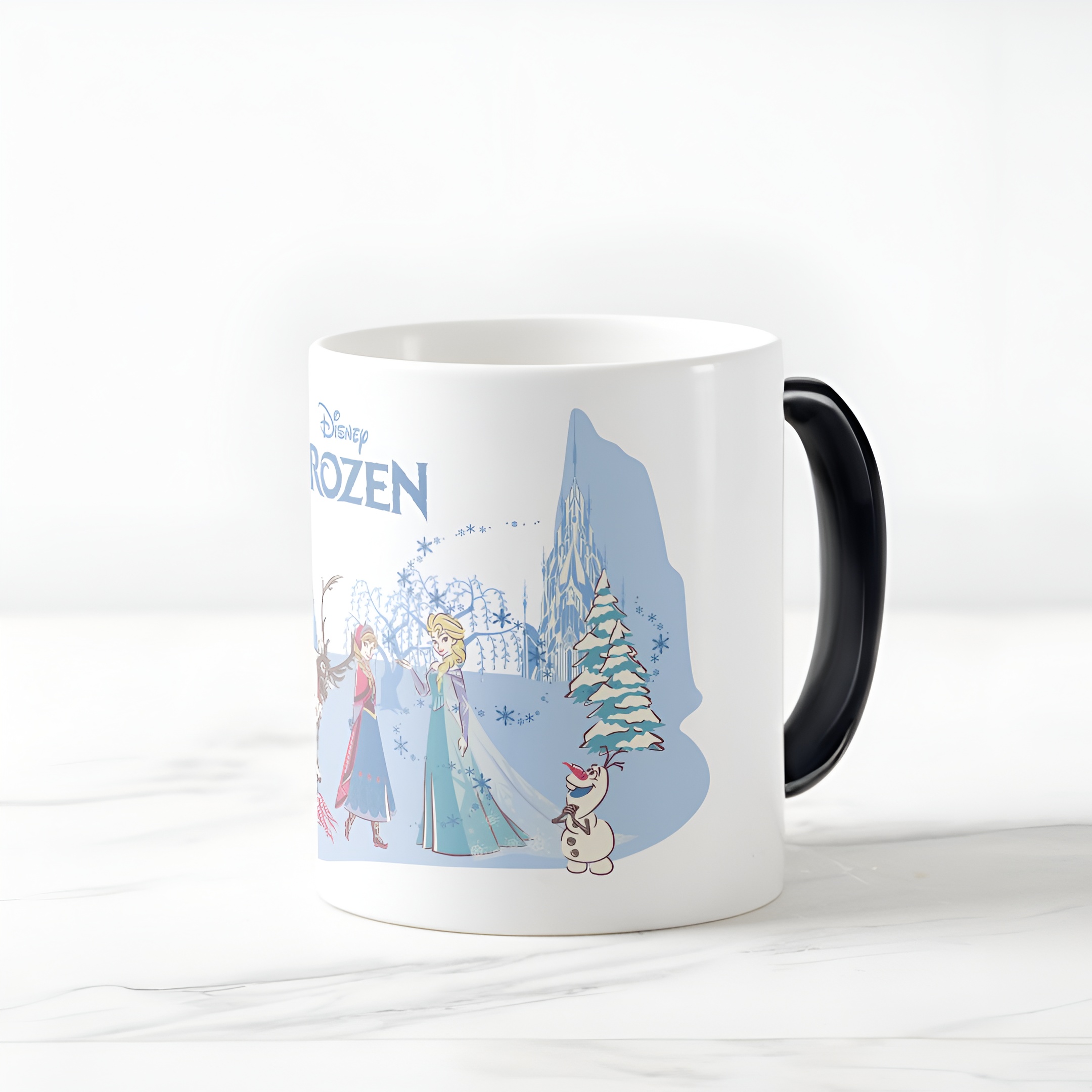 Frozen Blue Pastel Color Changing Mug Sven Anna Elsa Olaf Coffee Cup