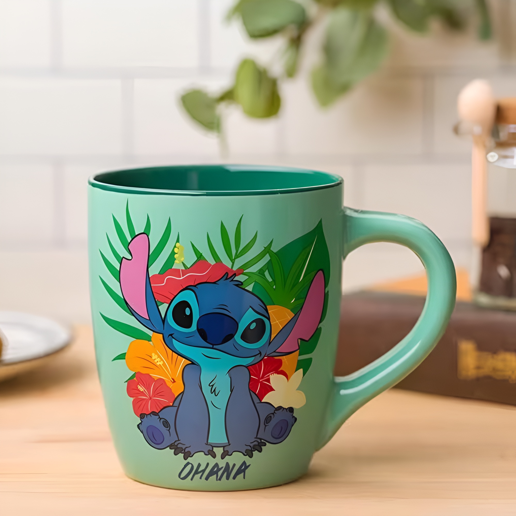 Stitch Floral Tropical Design Themed 25oz Ceramic Coffee Mug