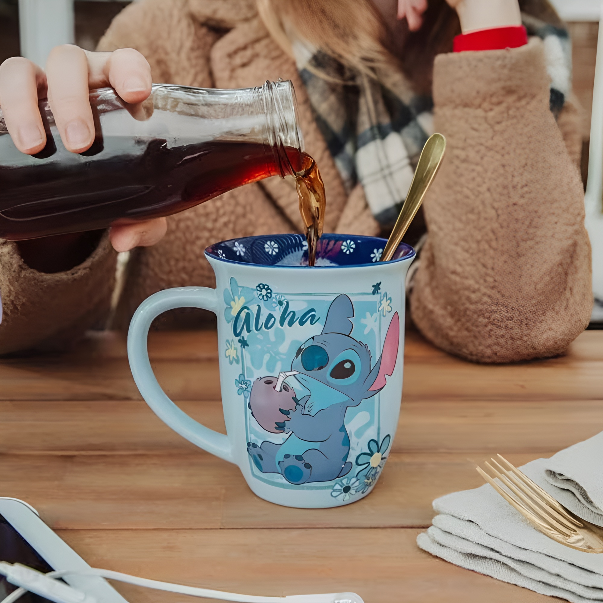 Aloha Stitch Cartoon Print 16oz Wide Rim Ceramic Coffee Mug