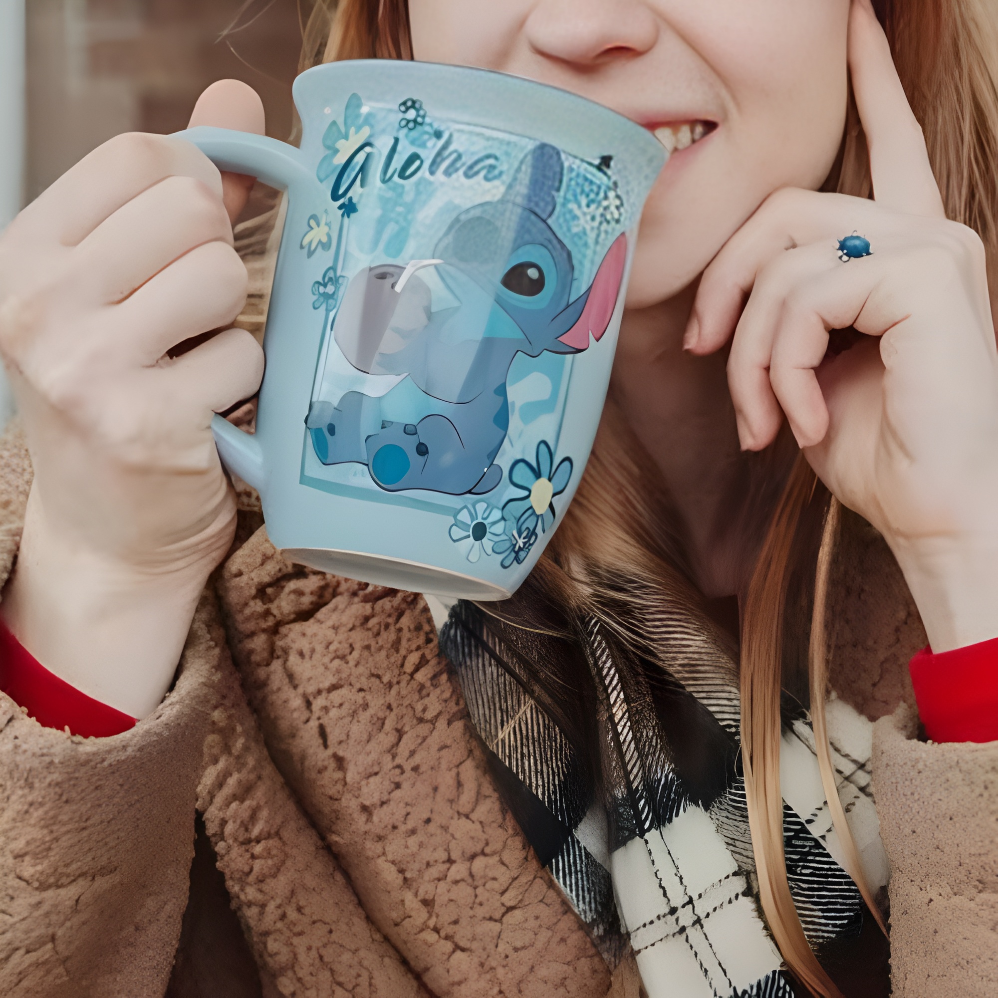 Aloha Stitch Cartoon Print 16oz Wide Rim Ceramic Coffee Mug