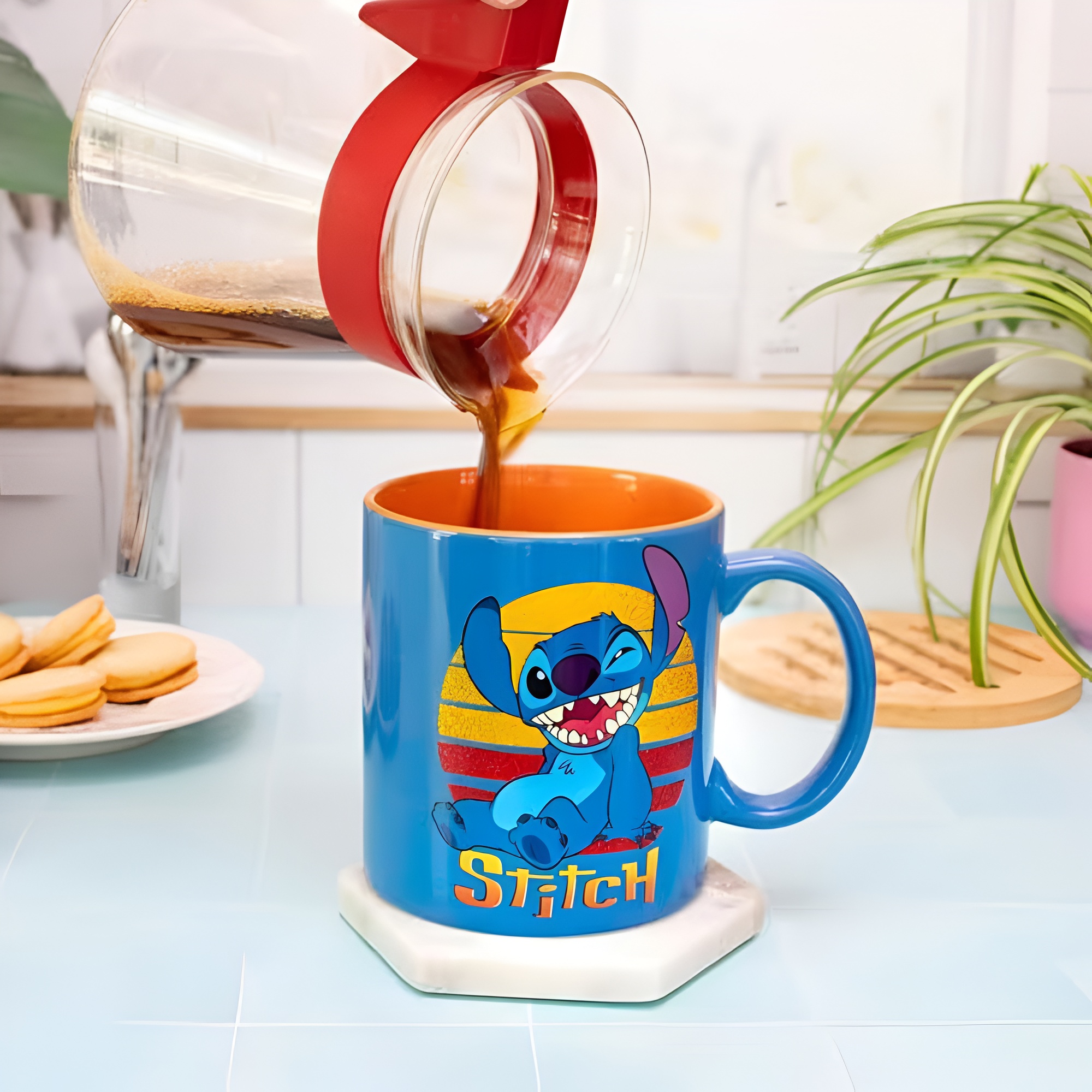 Stitch Sunset Glitter Design Print 20oz Ceramic Coffee Mug