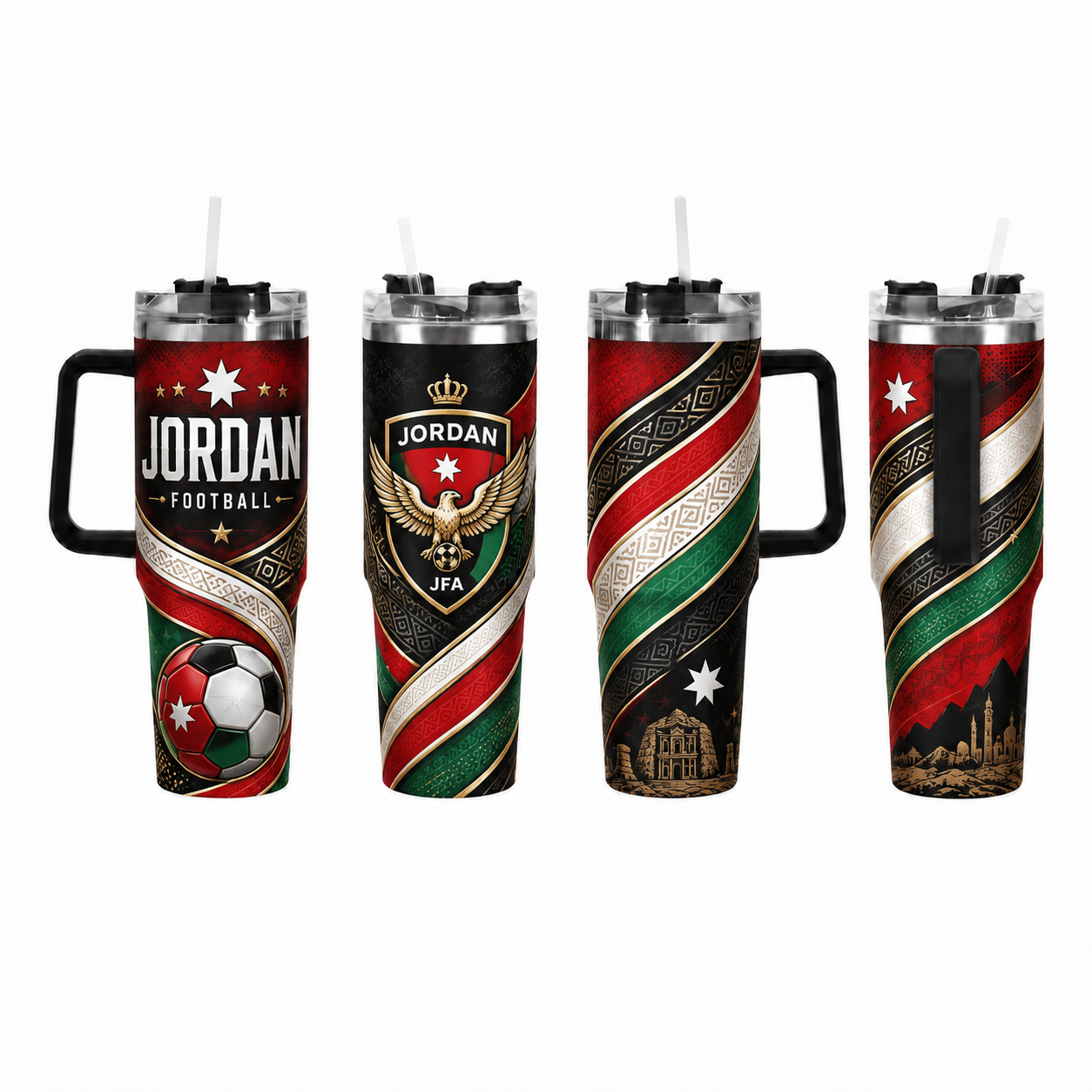 FIFA 2026 Jordan Football Sports All Over Printed 40oz Tumbler With Straw And Lid
