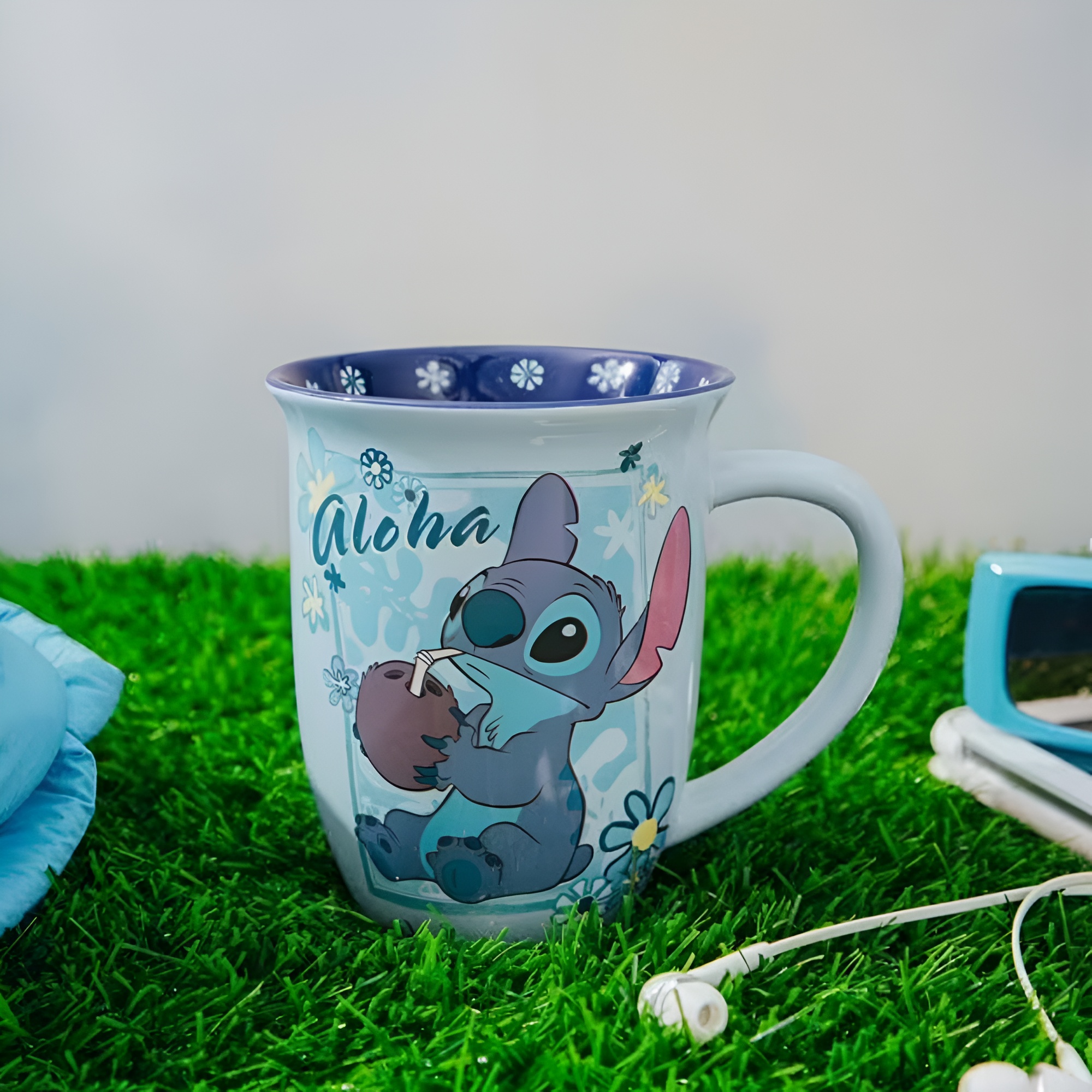Aloha Stitch Cartoon Print 16oz Wide Rim Ceramic Coffee Mug