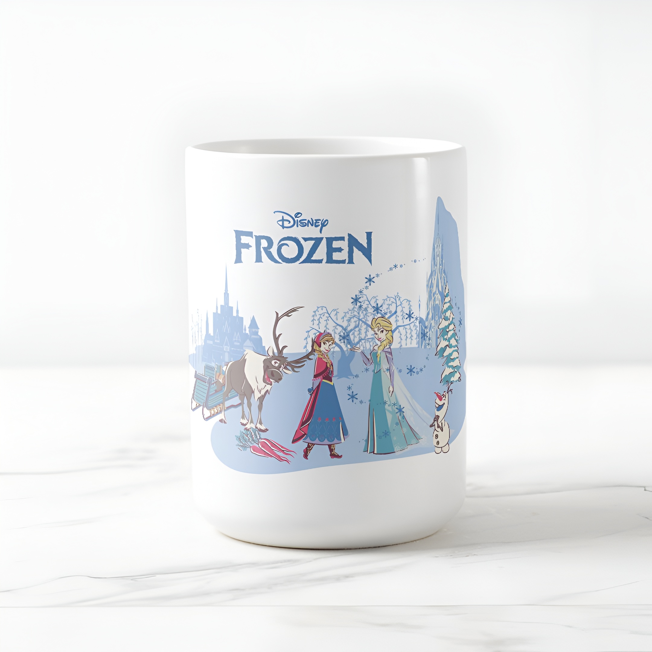 Frozen Blue Pastel Color Changing Mug Sven Anna Elsa Olaf Coffee Cup