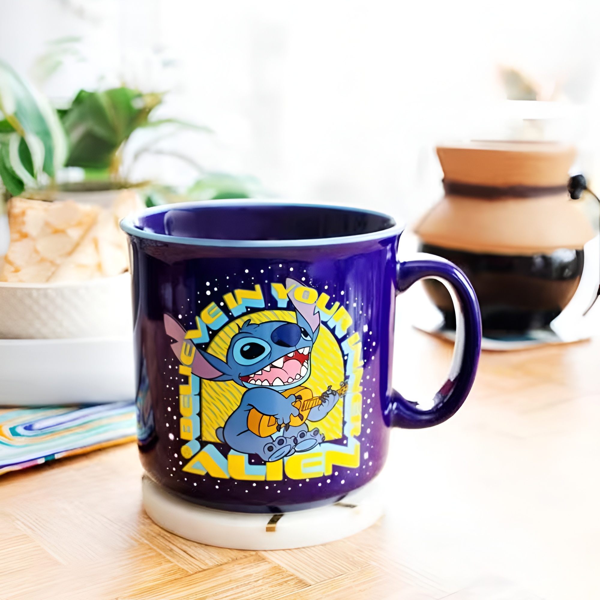 Believe In Your Inner Alien Text Print 20oz Stitch Camper Coffee Mug