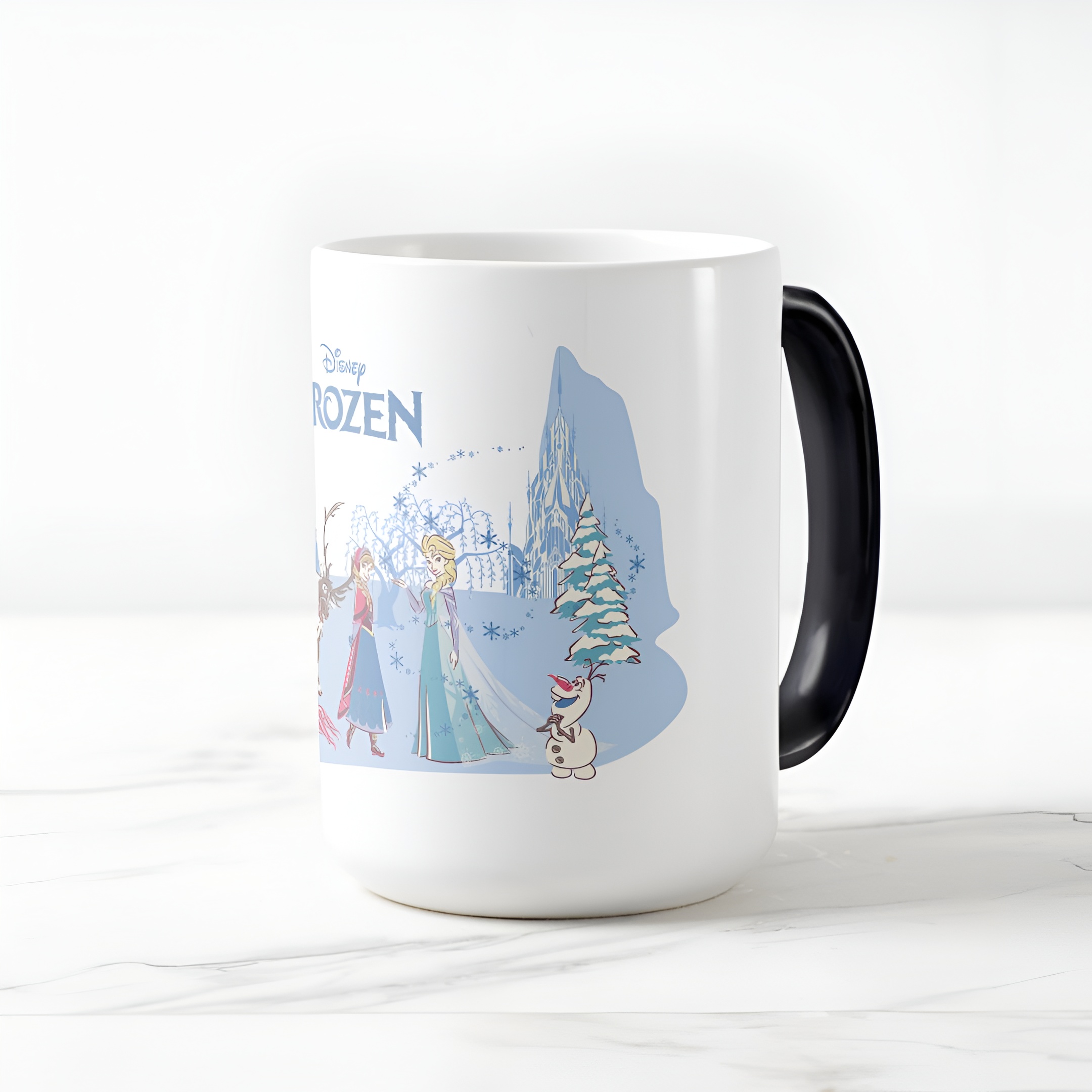 Frozen Blue Pastel Color Changing Mug Sven Anna Elsa Olaf Coffee Cup