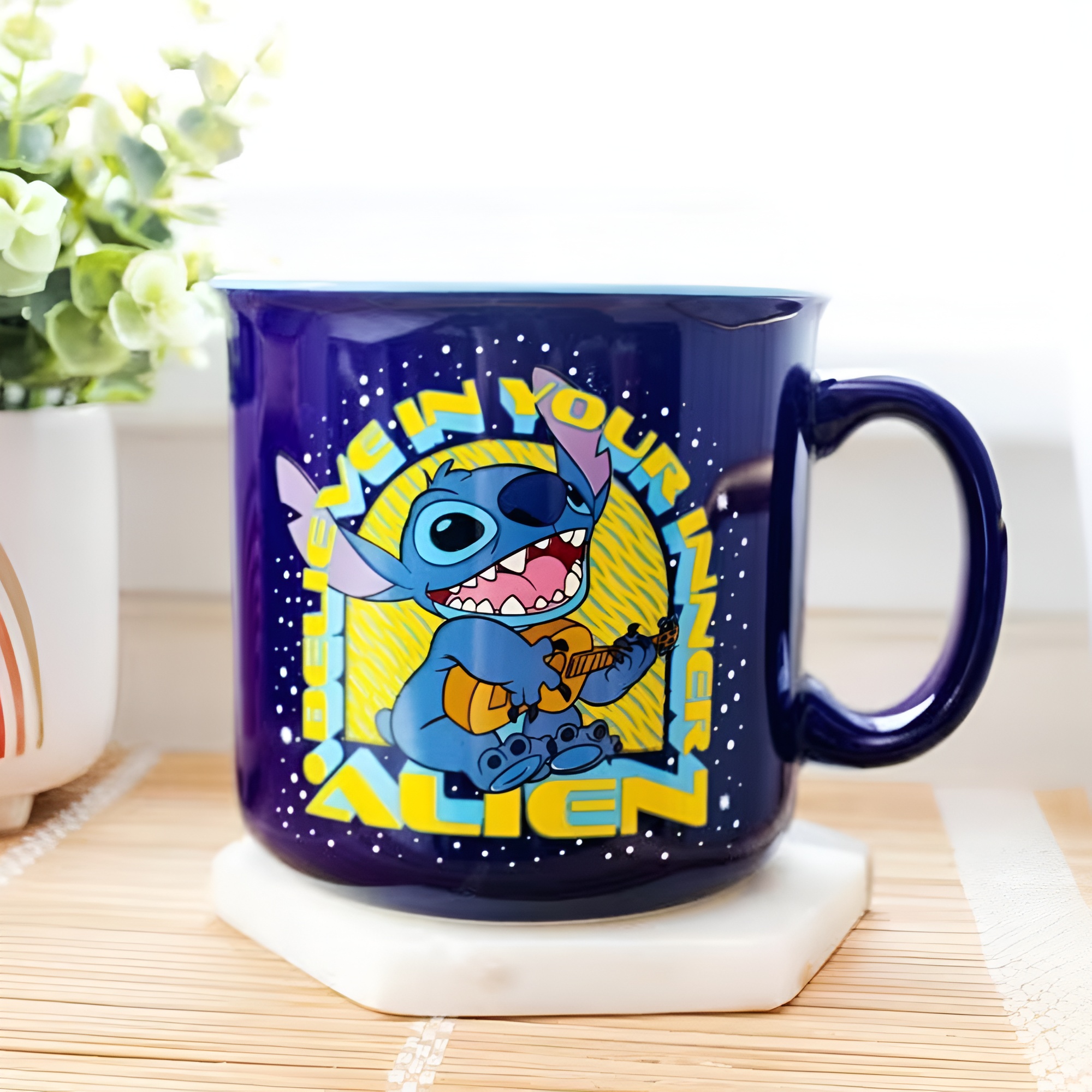 Believe In Your Inner Alien Text Print 20oz Stitch Camper Coffee Mug