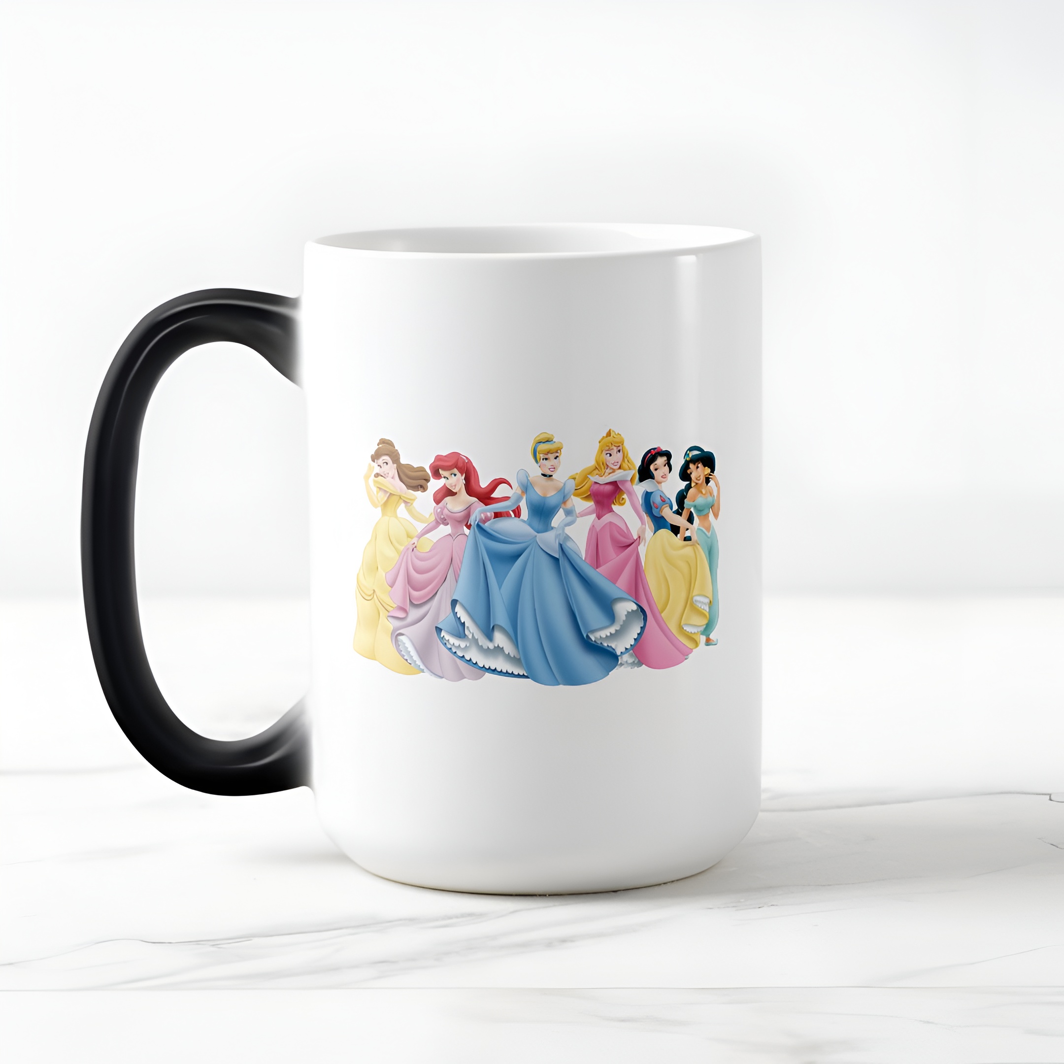Disney Princess Color Morphing Mug Holding Dresses Out Heat Changing Coffee Cup